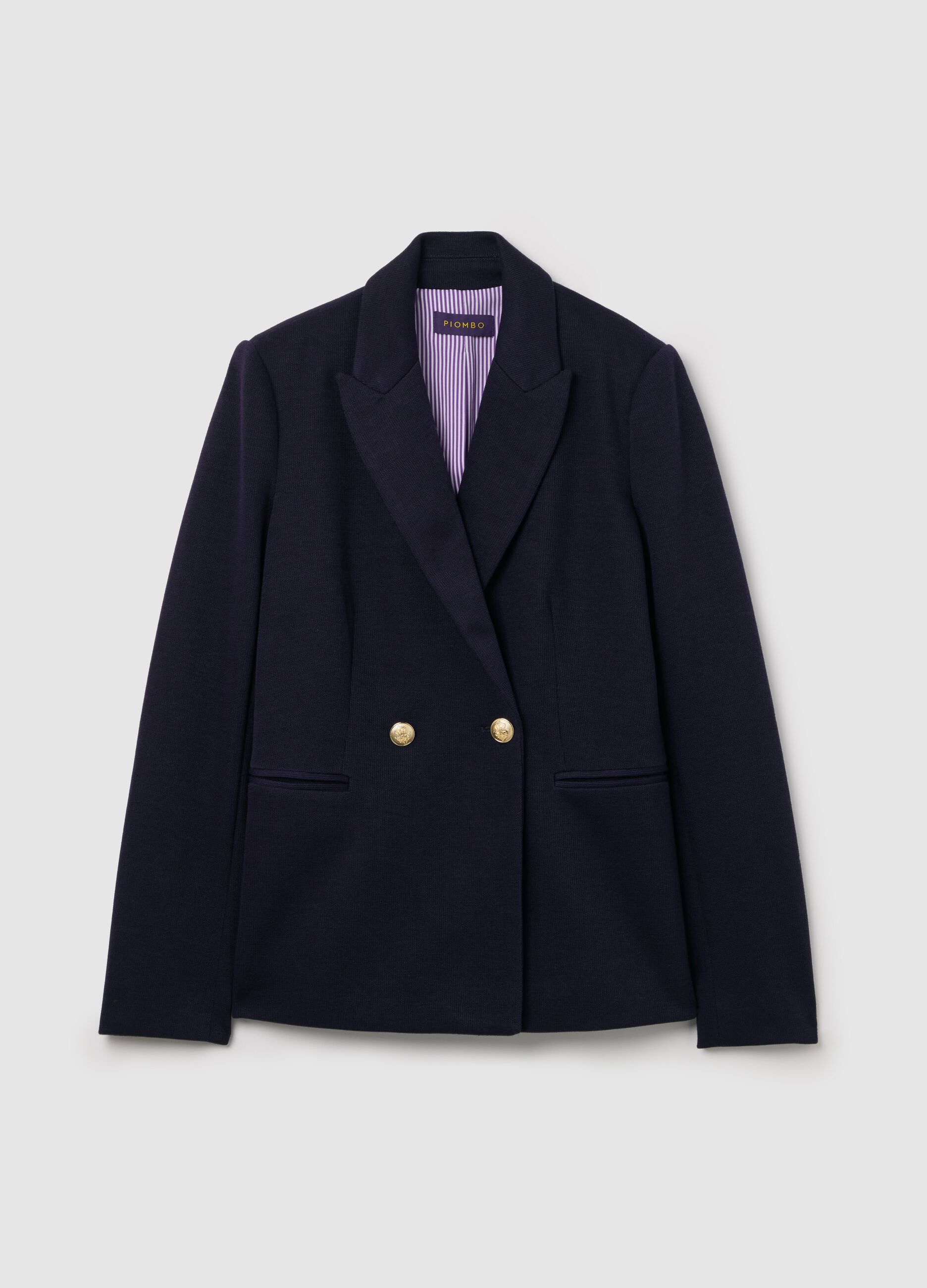 Blazer cruzado de punto con botones dorados