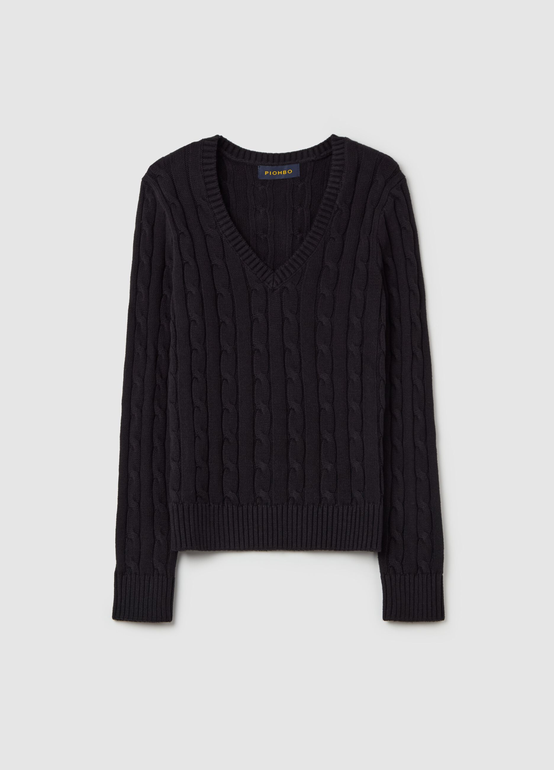Cable-knit pullover with V neck_4