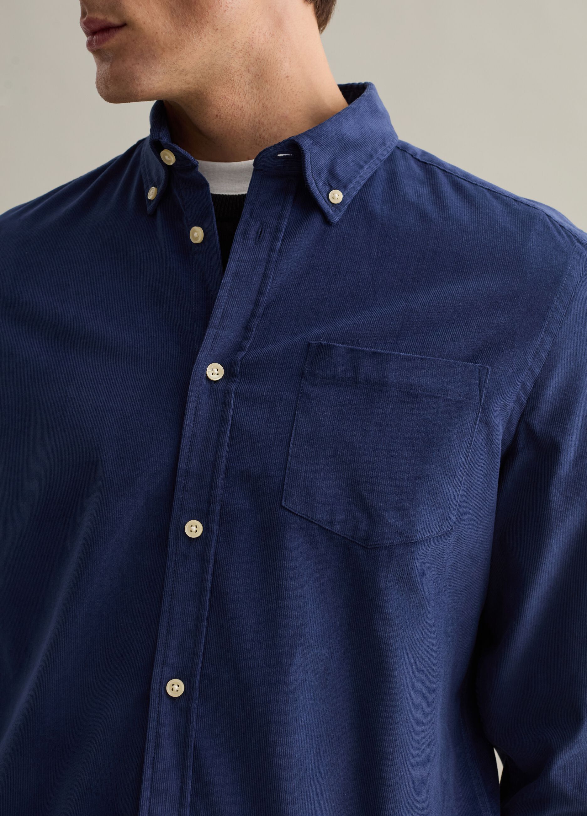 Man's Corduroy shirt with button-down collar | PIOMBO