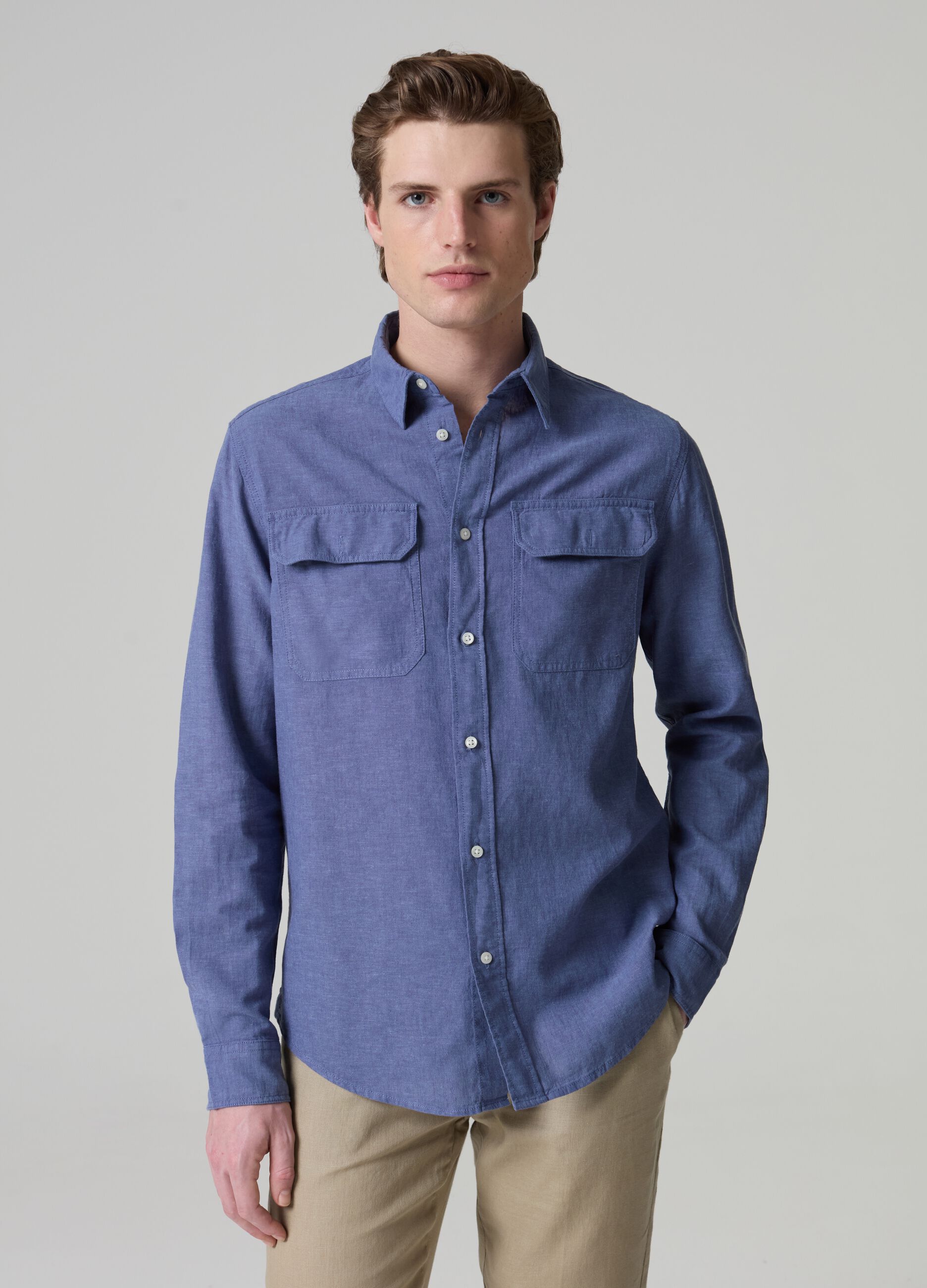 Linen and cotton shirt with pockets_1