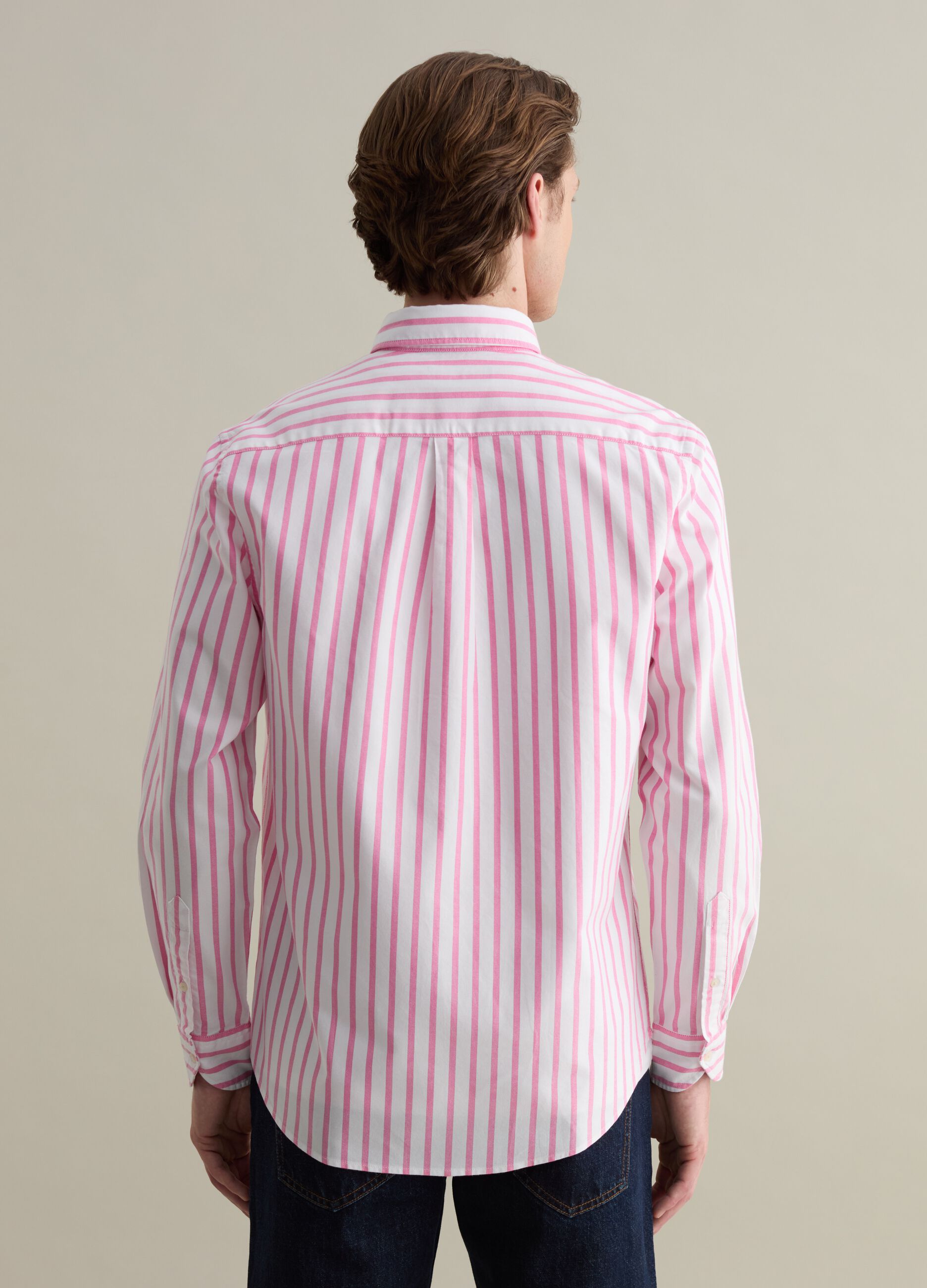 Striped button-down shirt with pocket