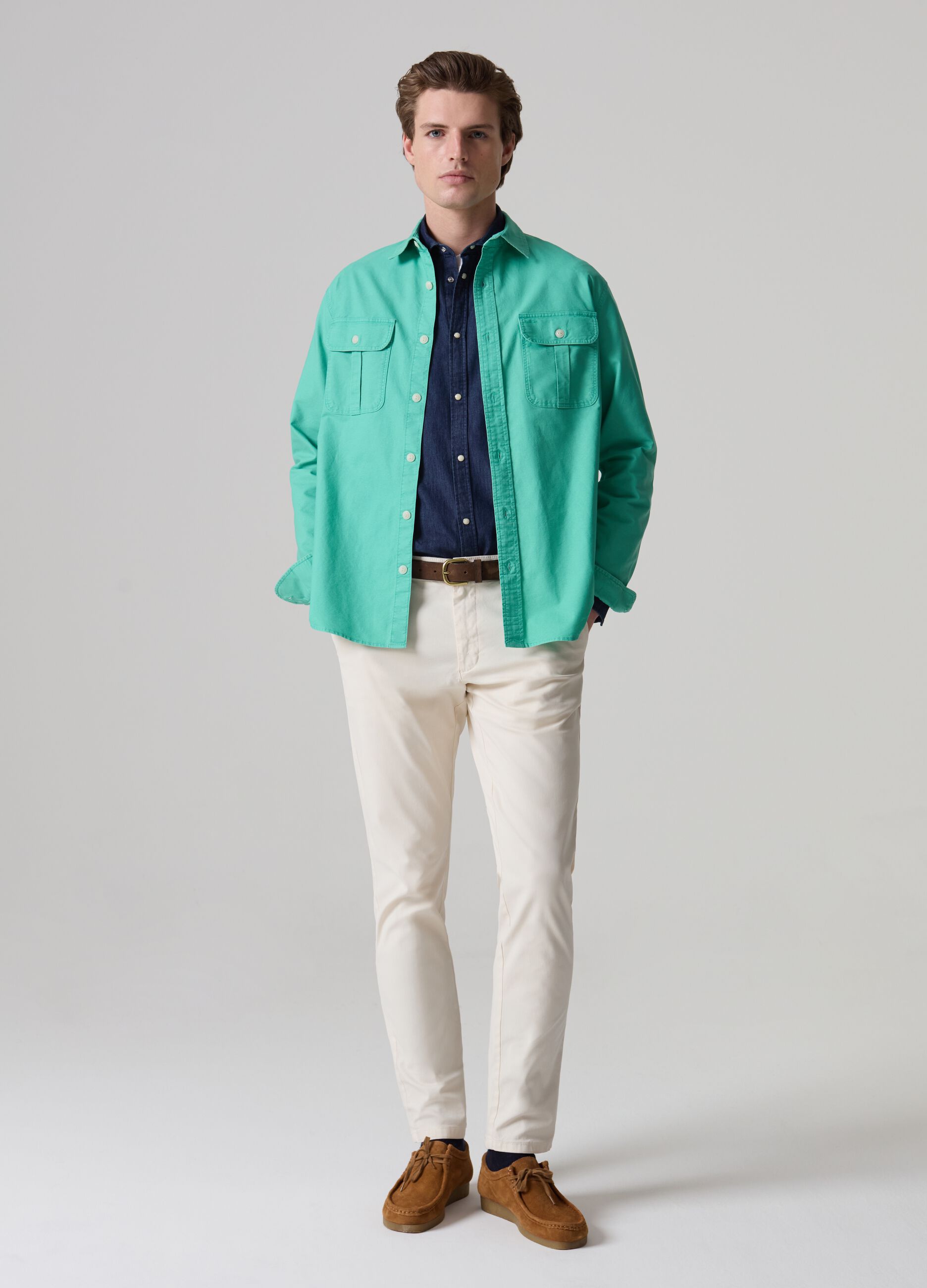 Oxford cotton shirt with pockets_0