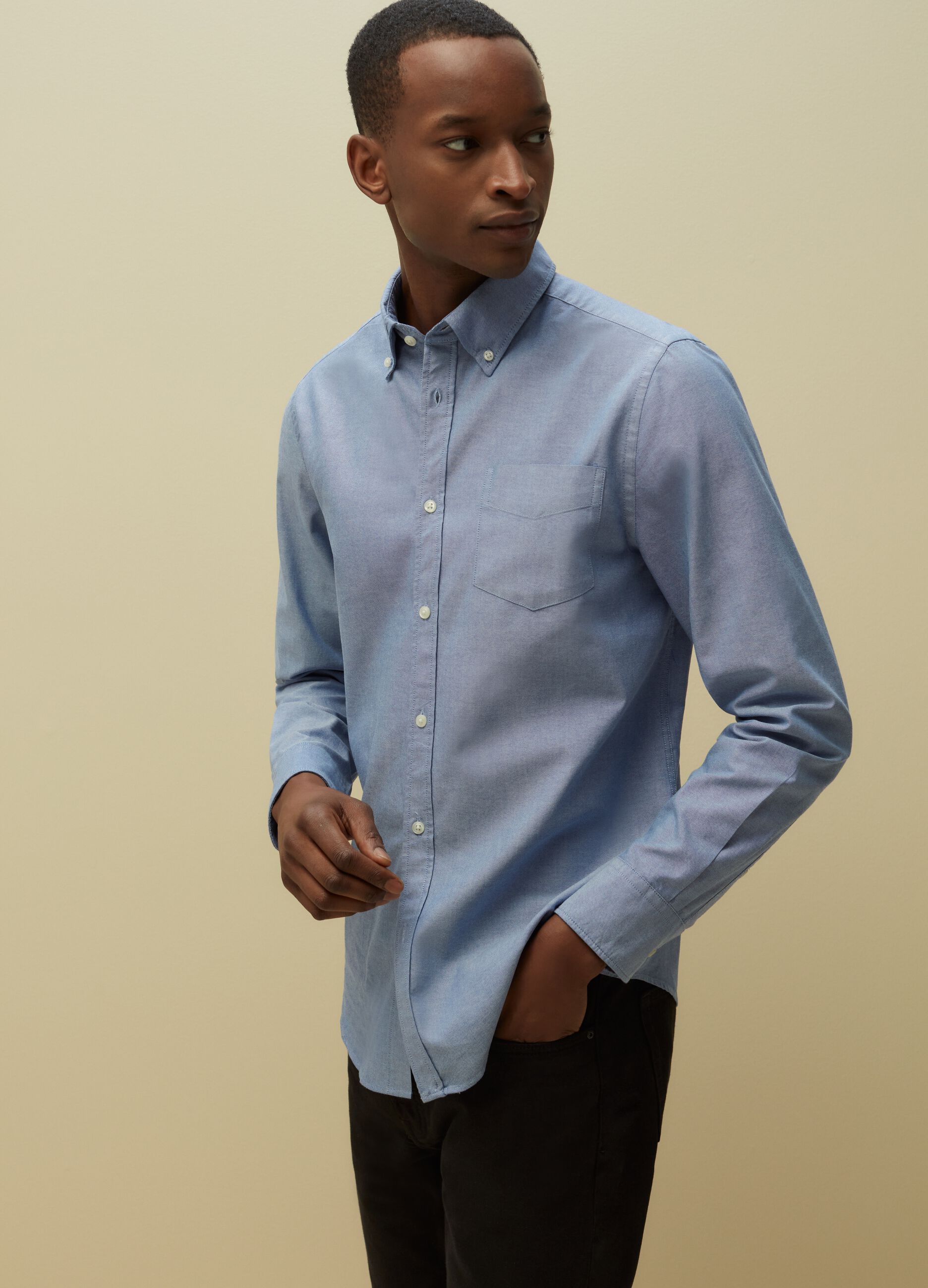 Camicia regular fit in cotone oxford_1