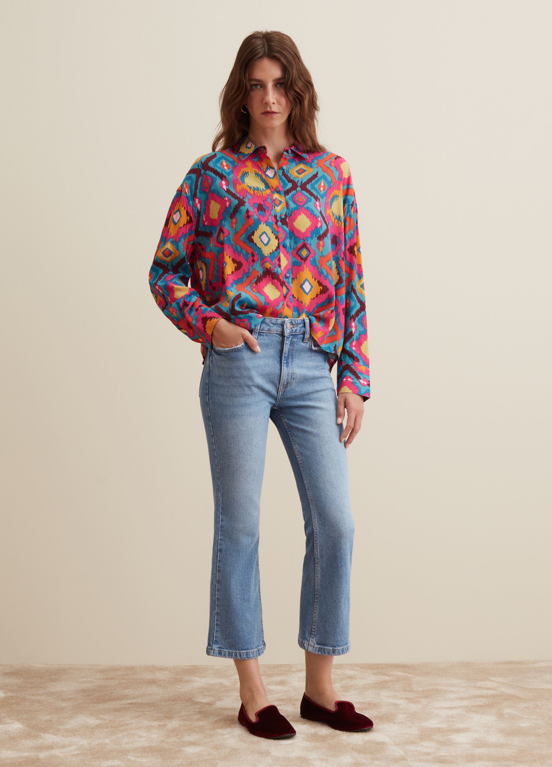 Flare fit cropped jeans