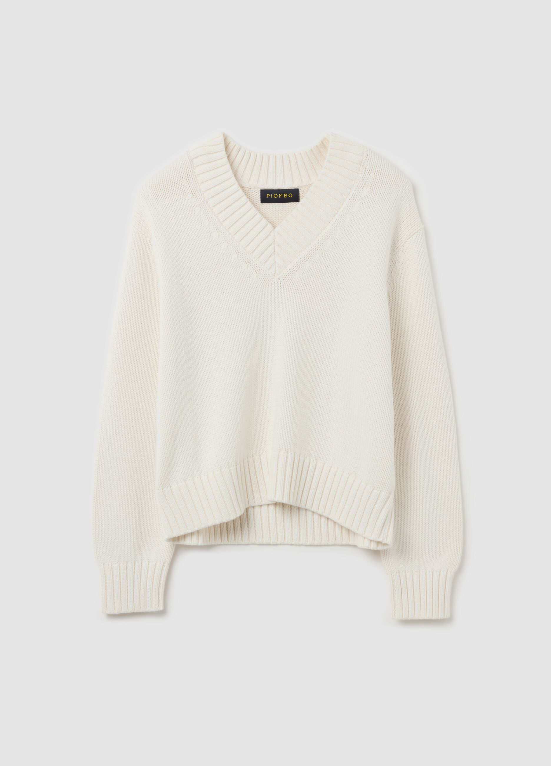 Jersey de algodón con cuello de pico