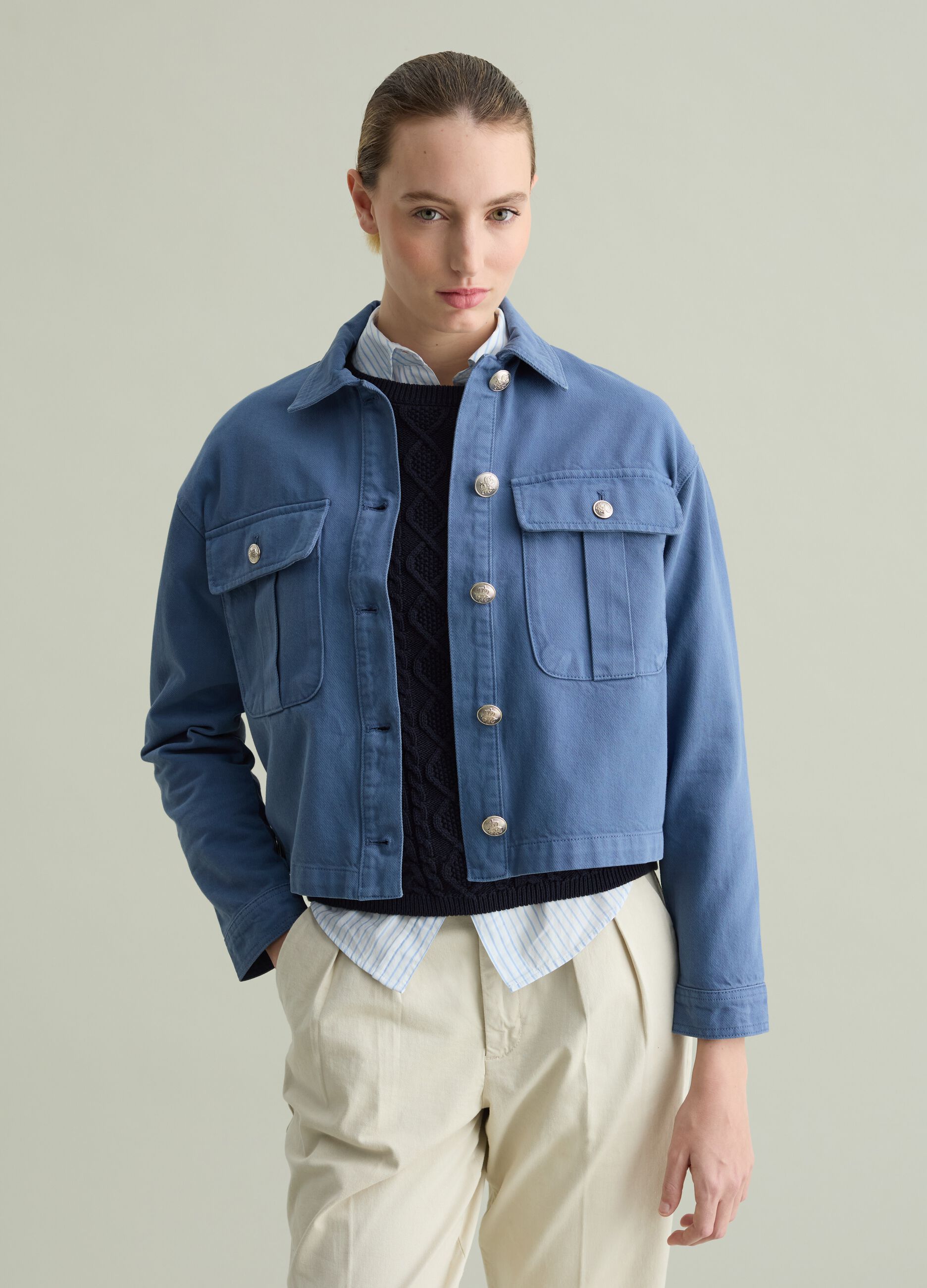Cotton shacket with pockets