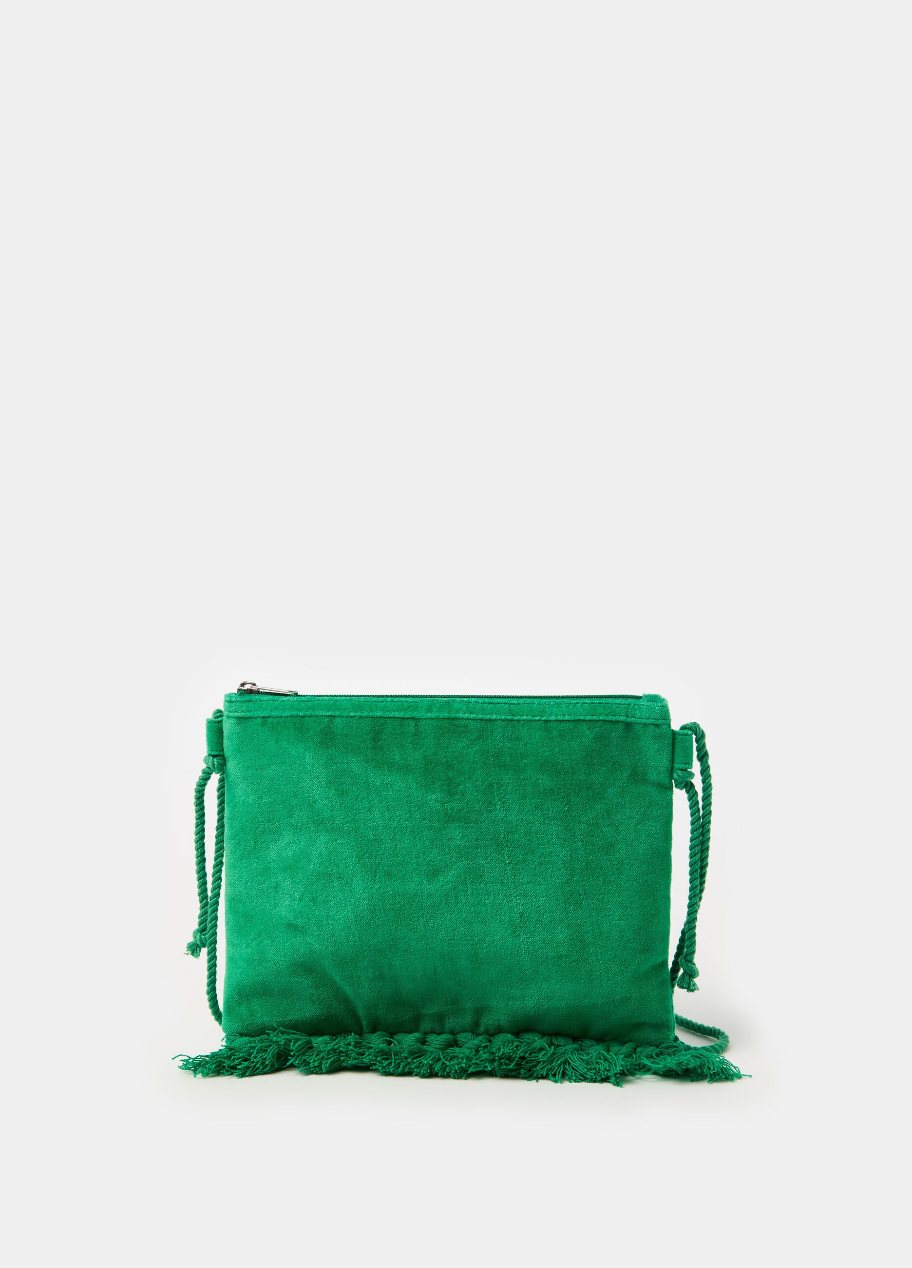 Velvet clutch bag with tassels_0