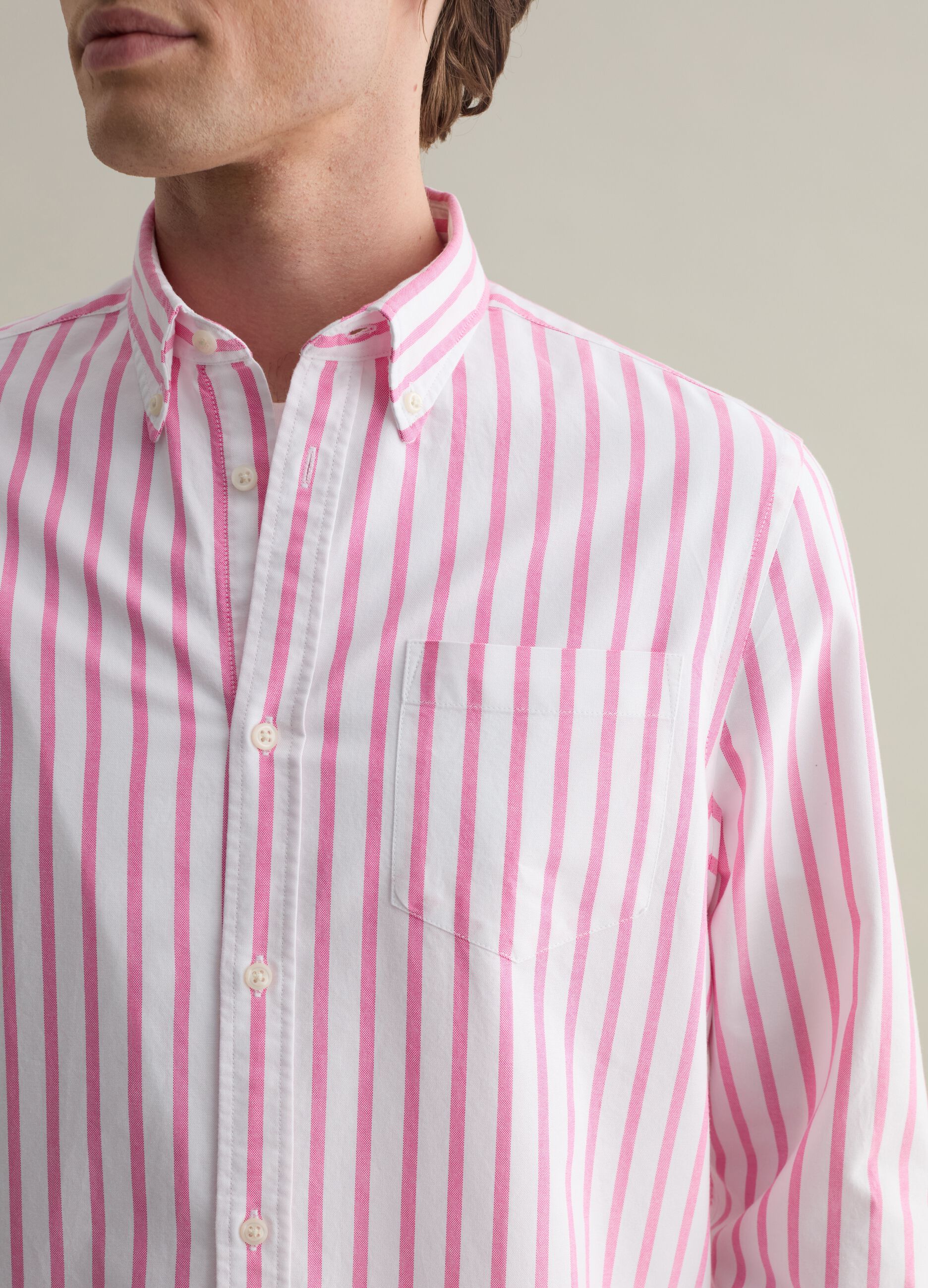 Striped button-down shirt with pocket
