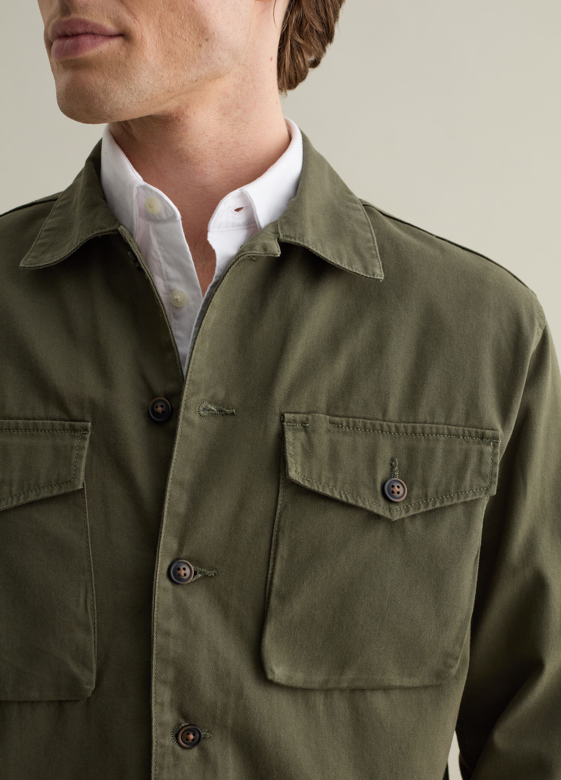 Solid colour shacket in cotton