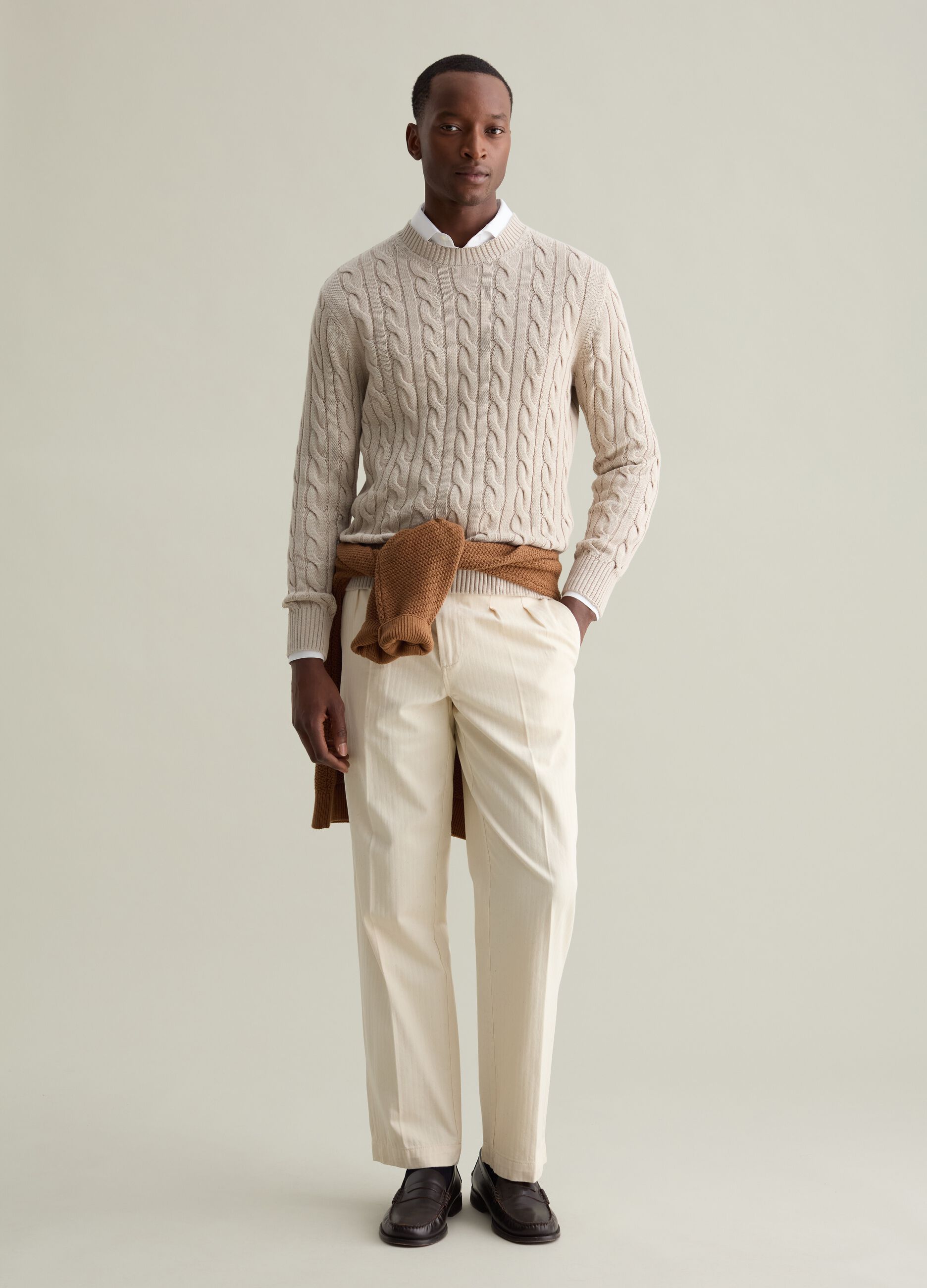 Pullover with cable-knit design