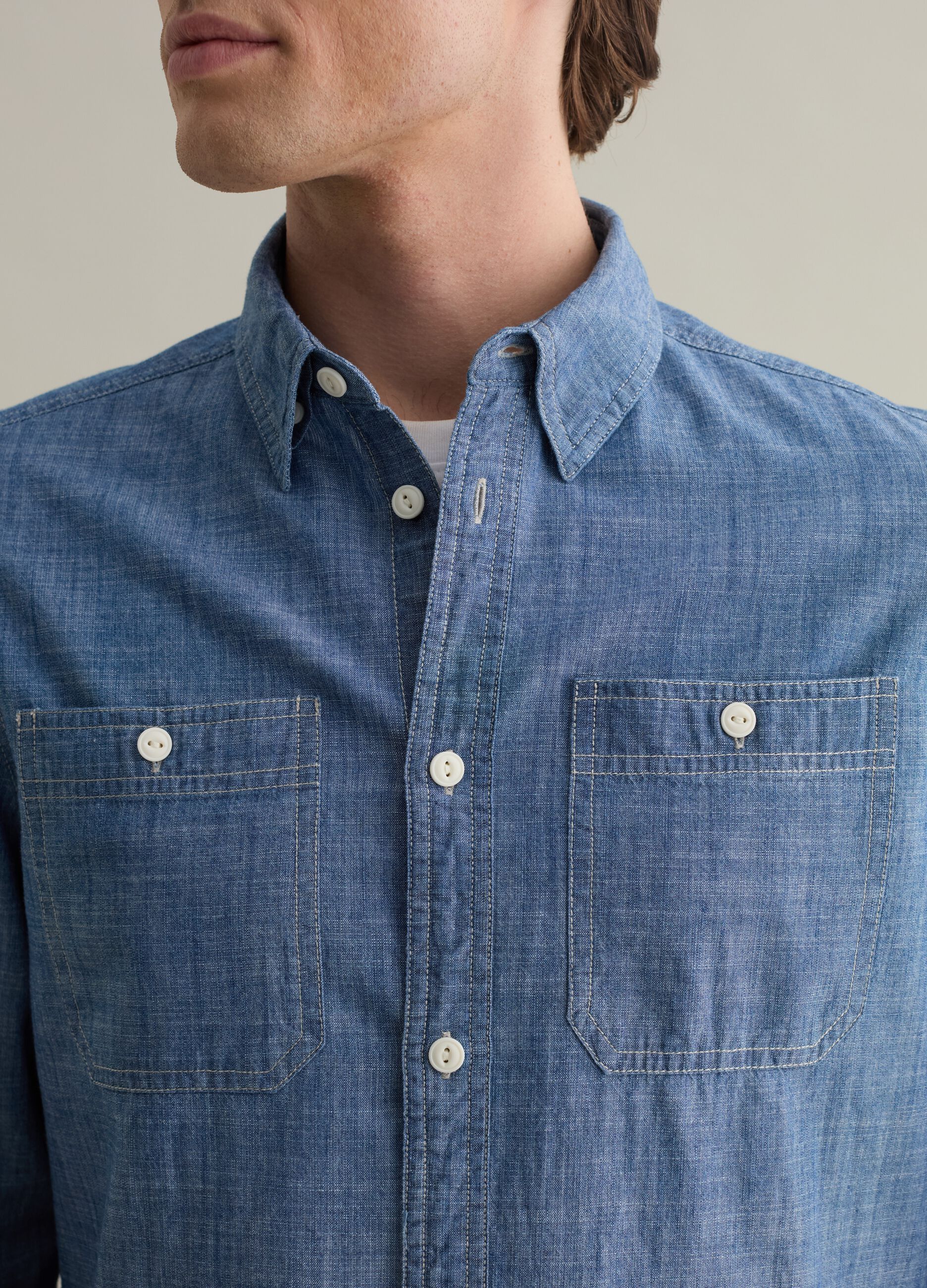 Iridescent cotton shirt with pockets