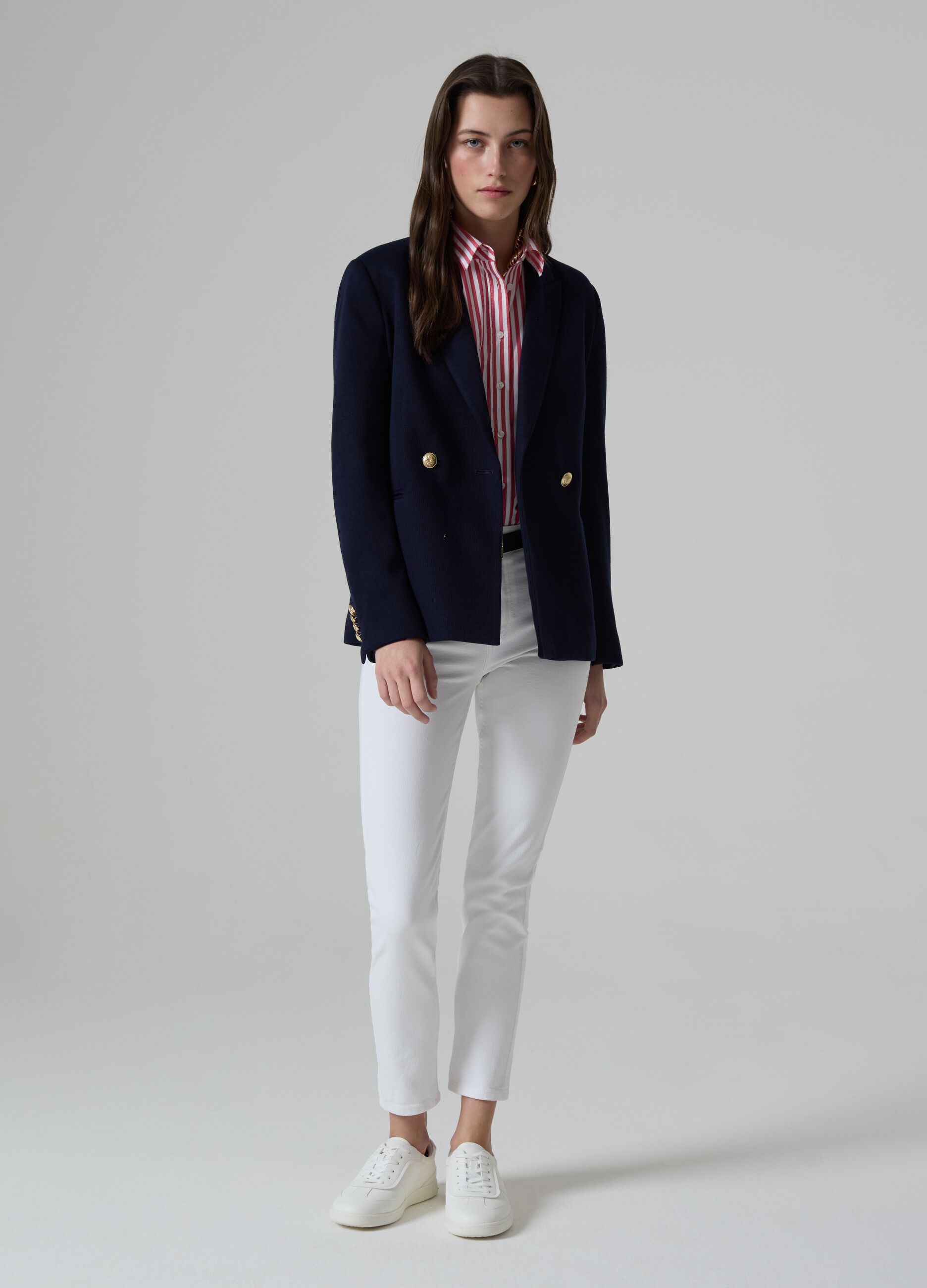 Ribbed-knit double-breasted blazer_0