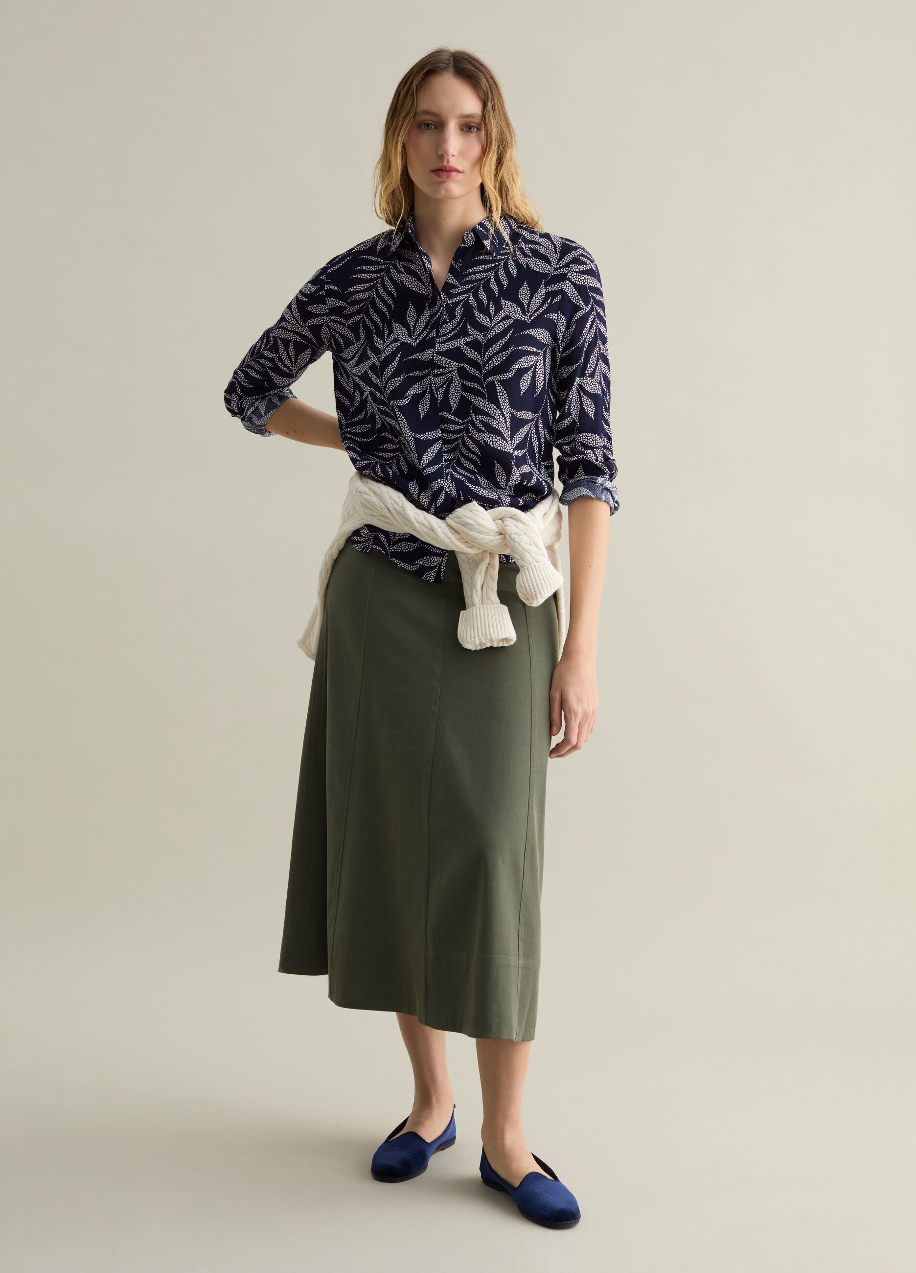 Viscose shirt with foliage print