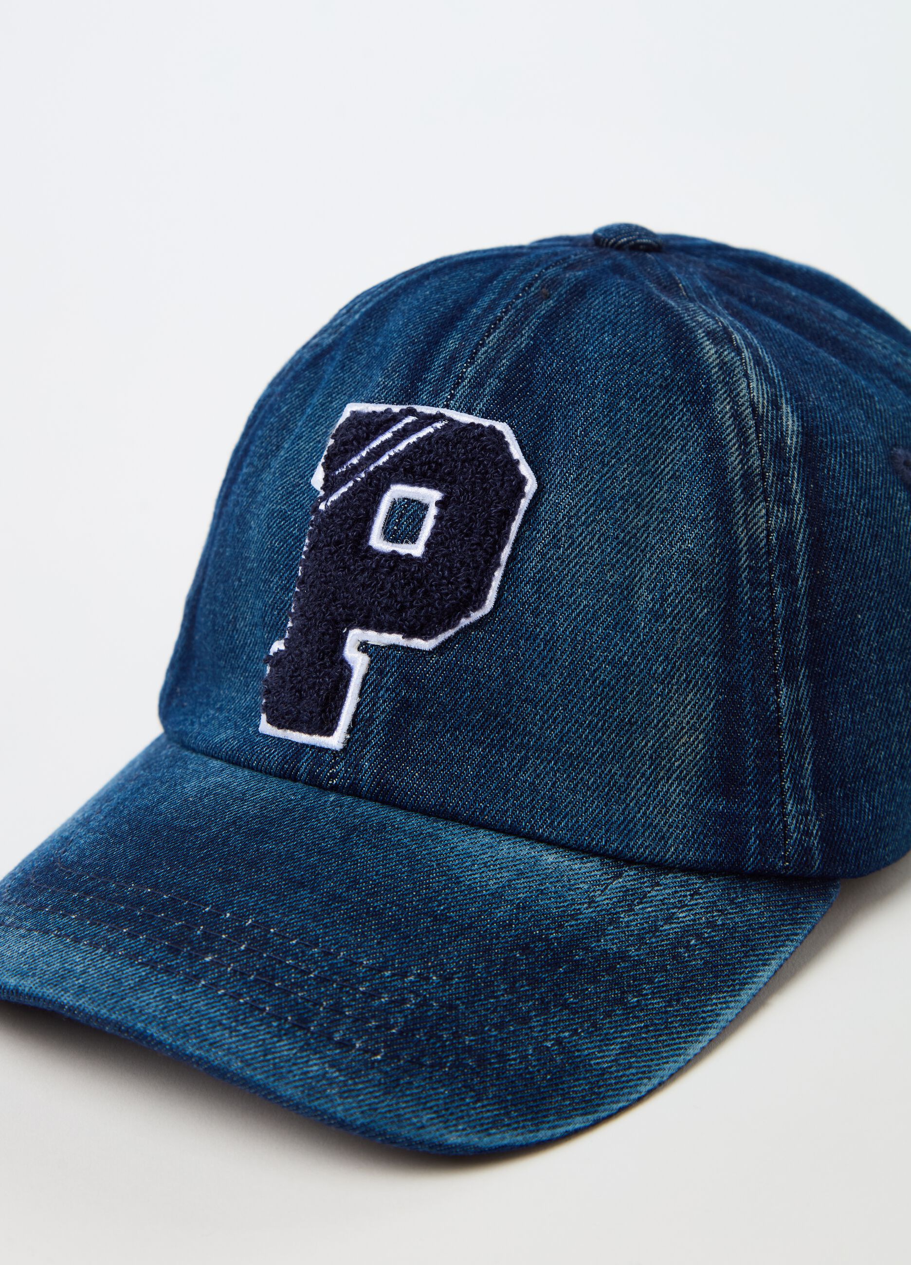 Denim baseball cap with logo