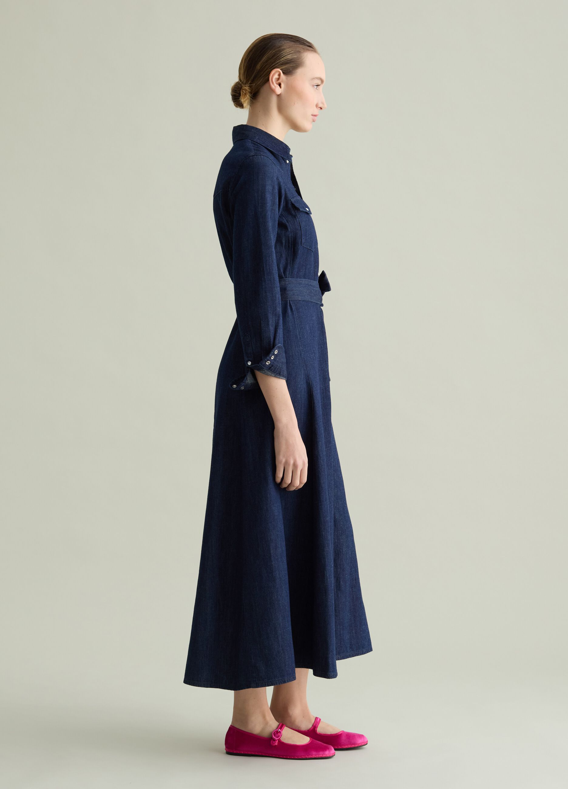 Vestido camisero de denim