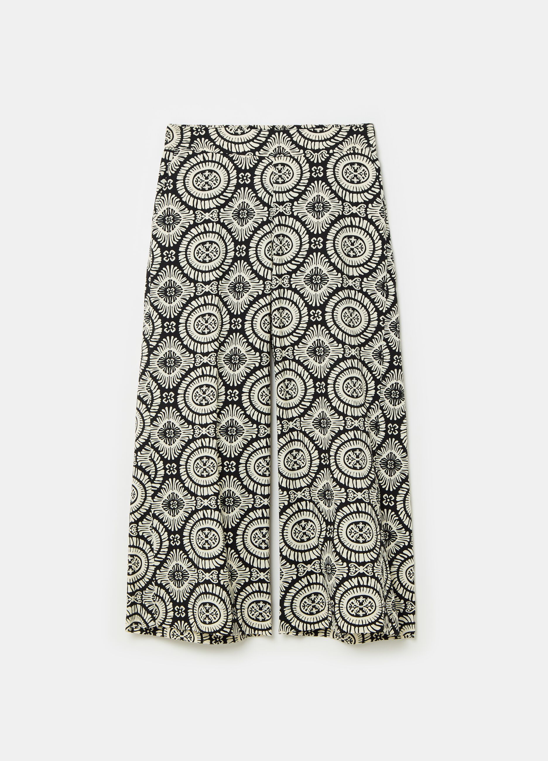 Pantalón wide leg con estampado étnico_4