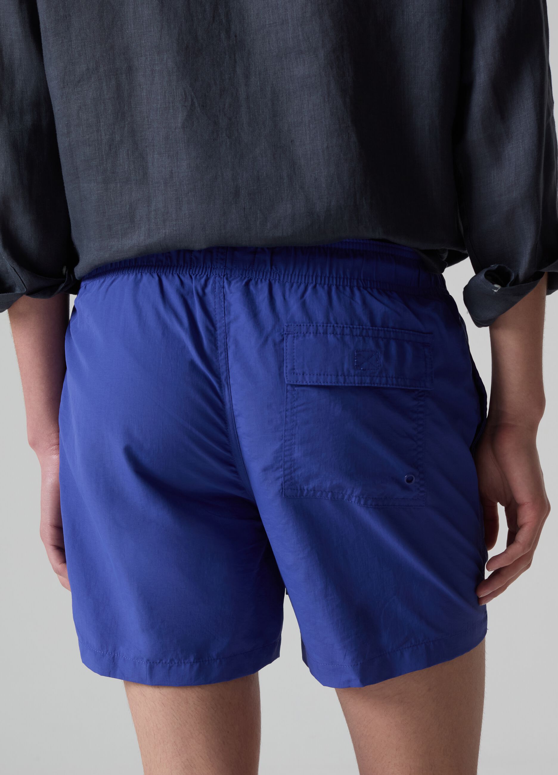 Bermuda swim shorts with drawstring