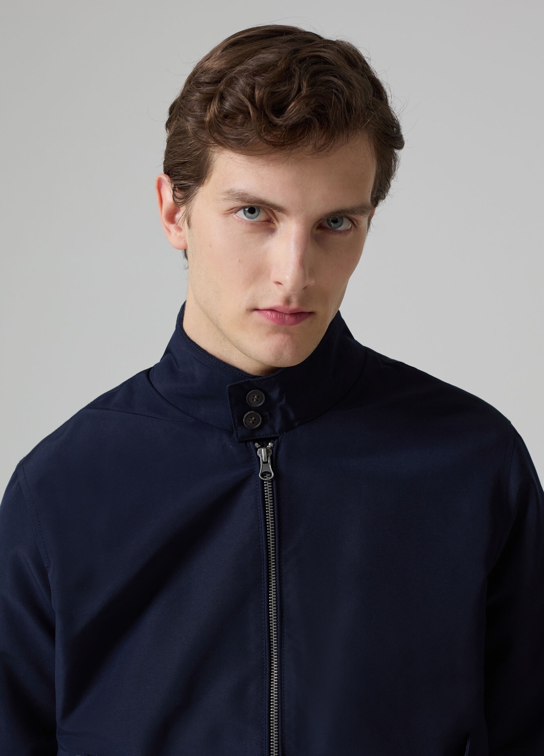 Full-zip bomber jacket with high neck and buttons_1