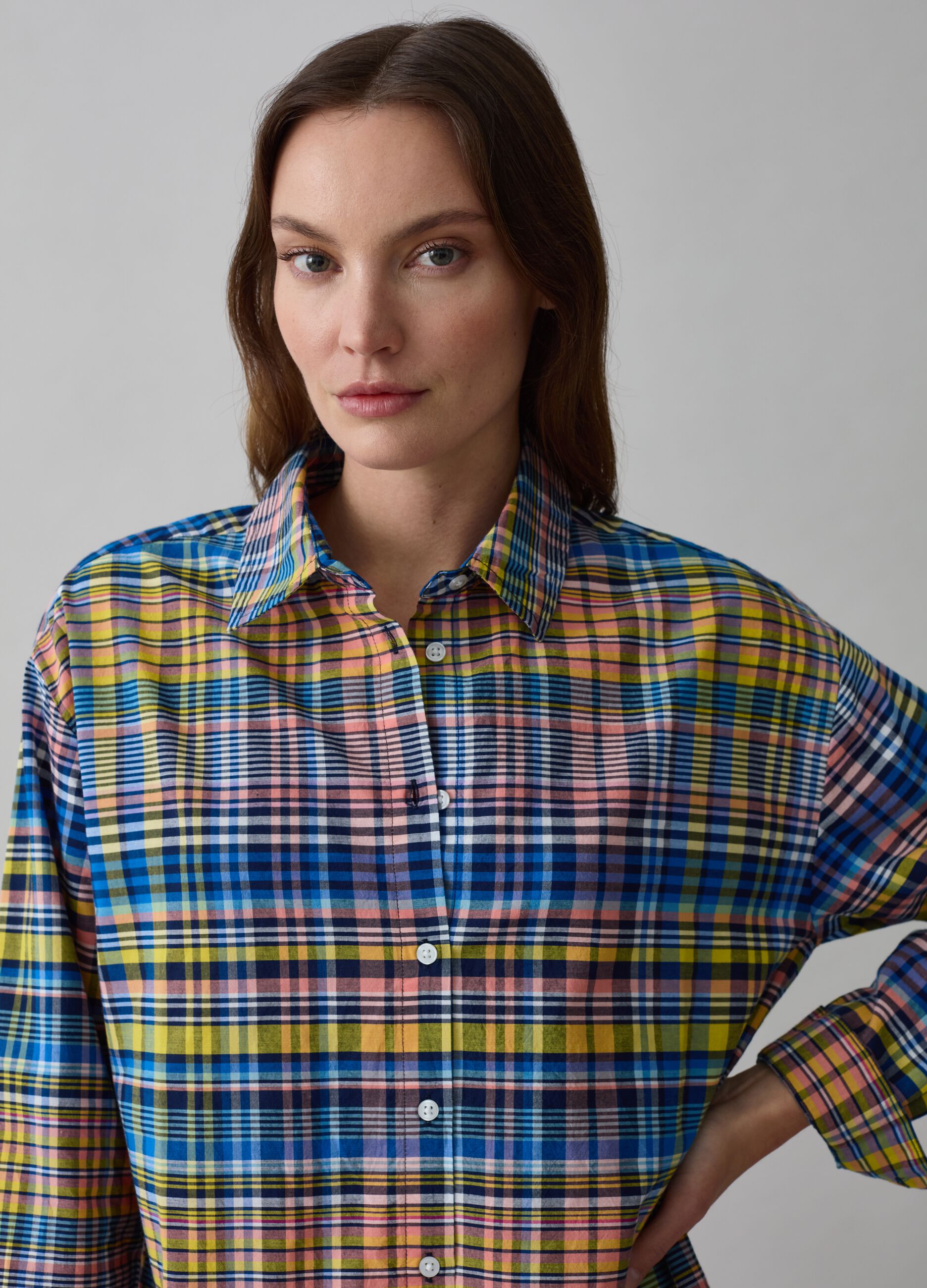 Check pattern cotton shirt_1