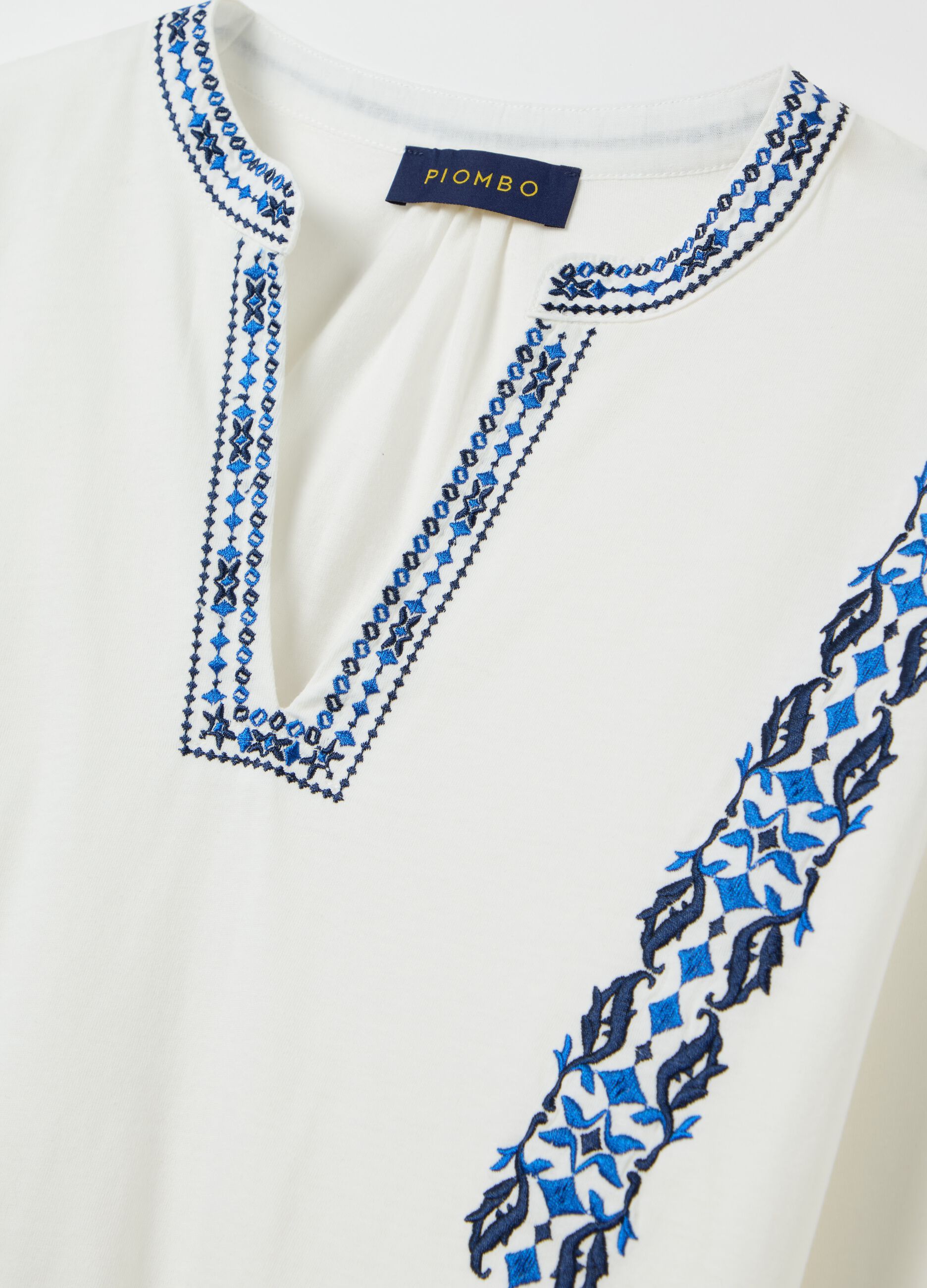 T-shirt with ethnic embroidery