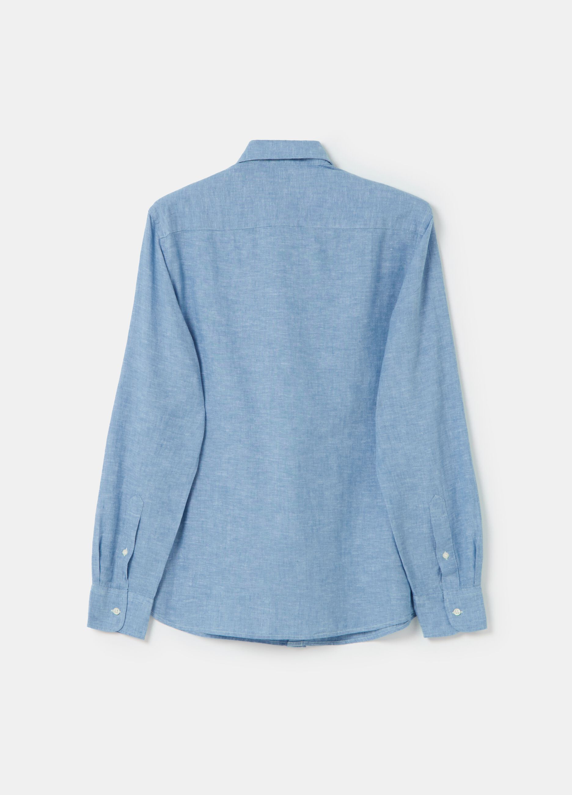 Camisa de lino y algodón chambray_4