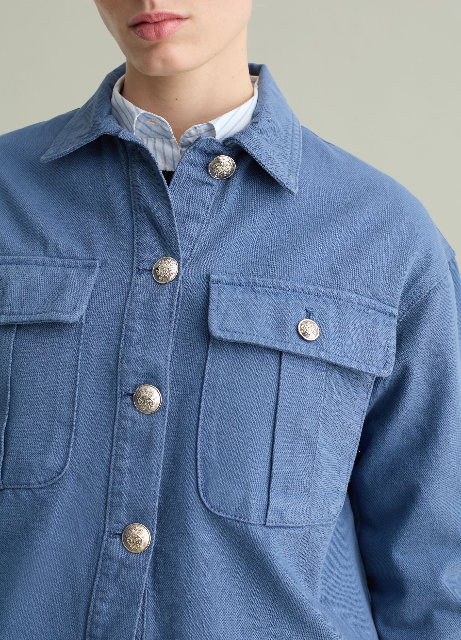 Cotton shacket with pockets