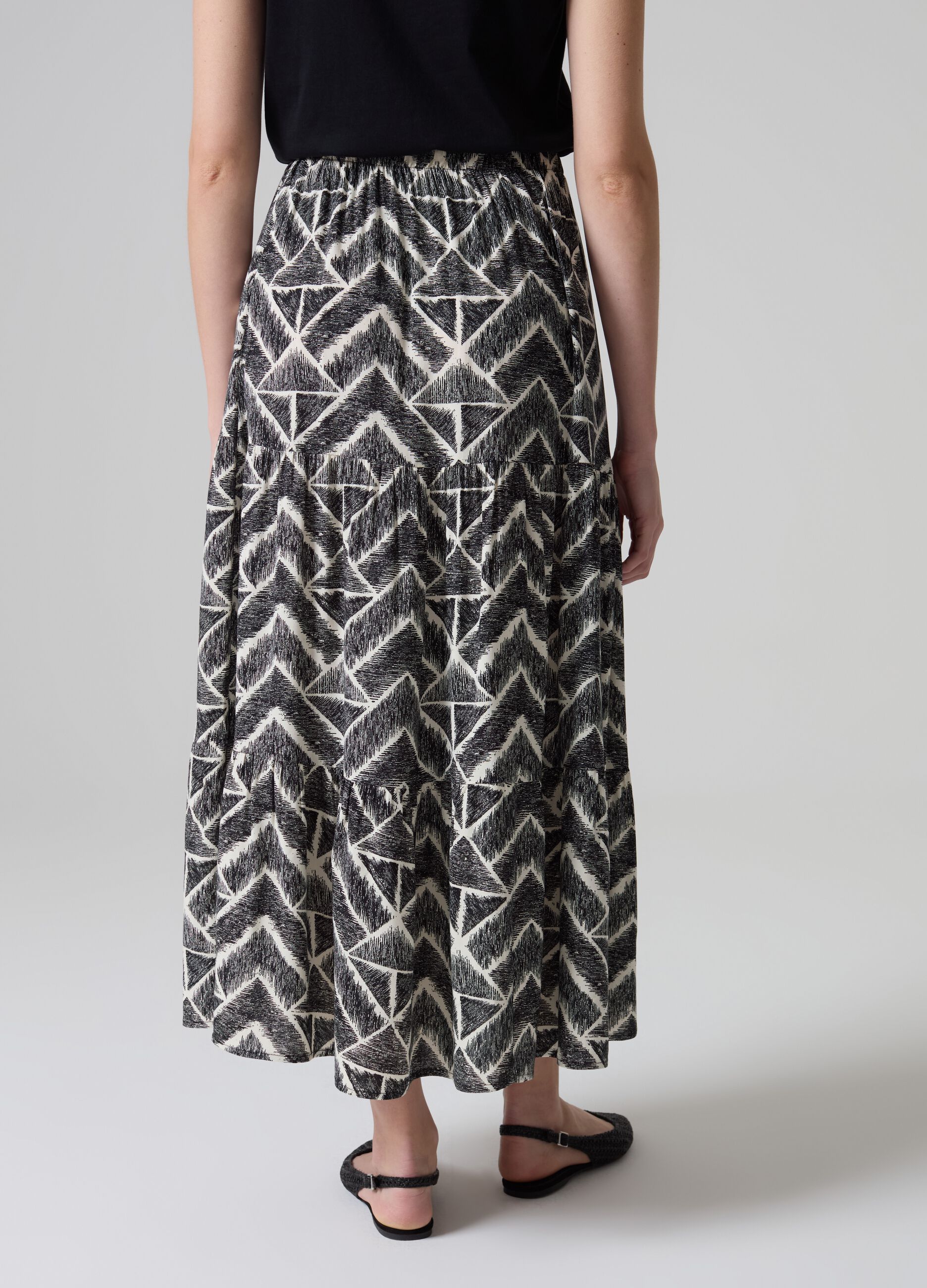 Long tiered skirt in viscose_1