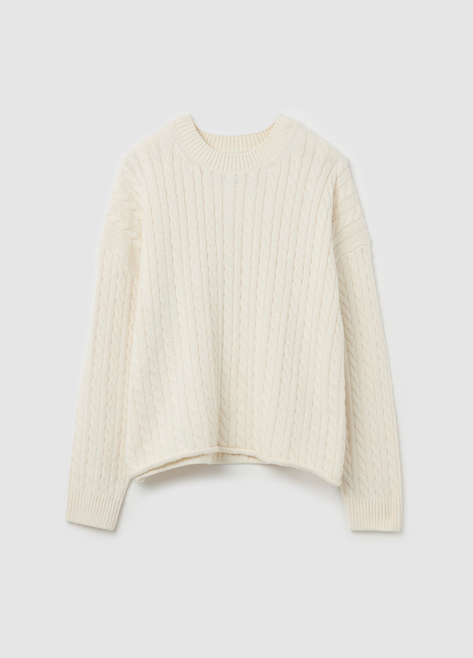 Jersey de canalé con punto trenzado