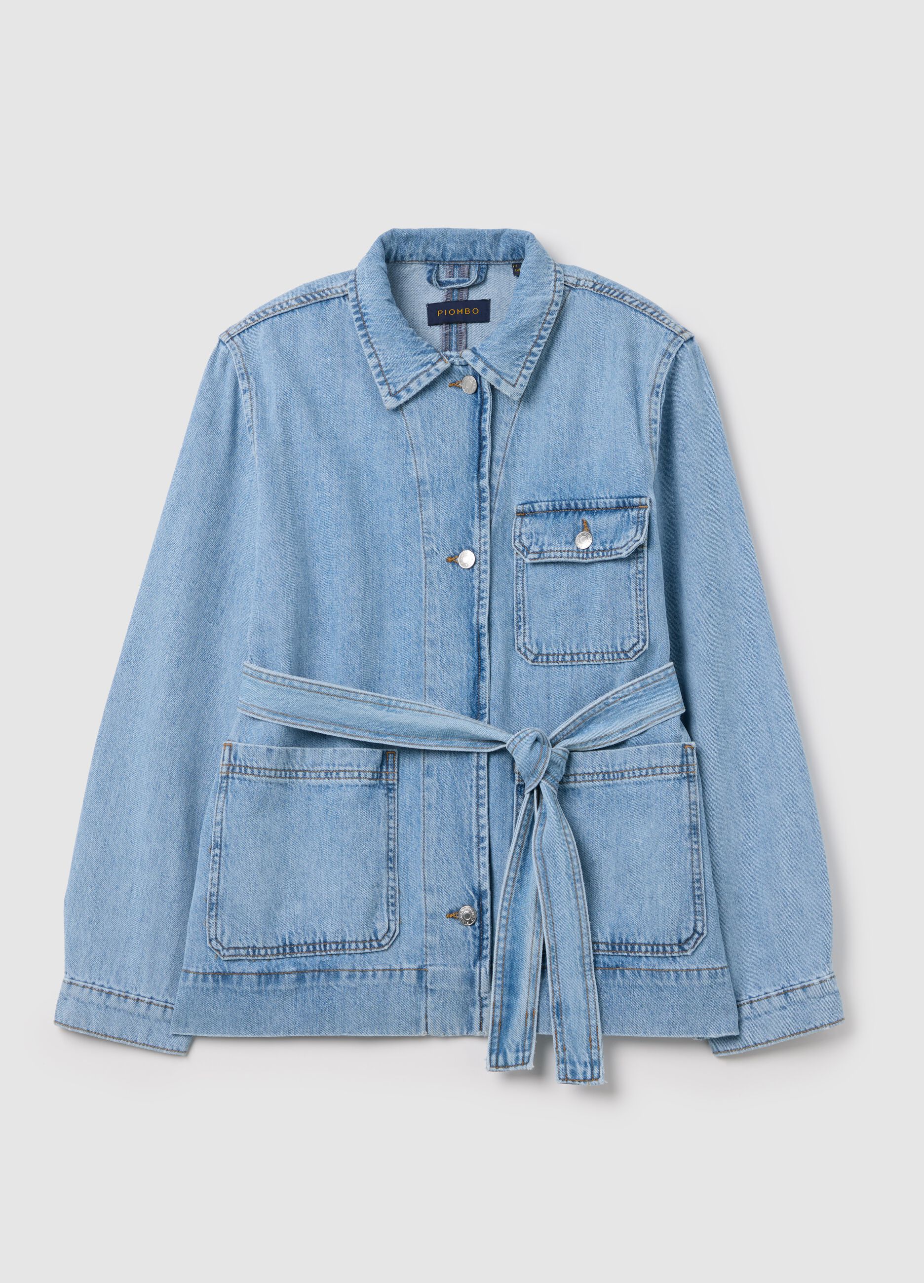 Sobrecamisa de denim con cinturón