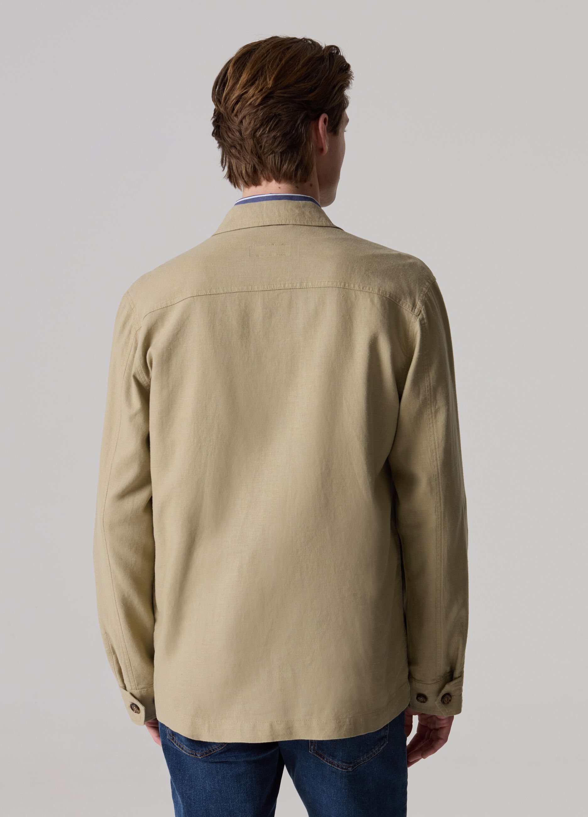 Safari jacket in linen and viscose