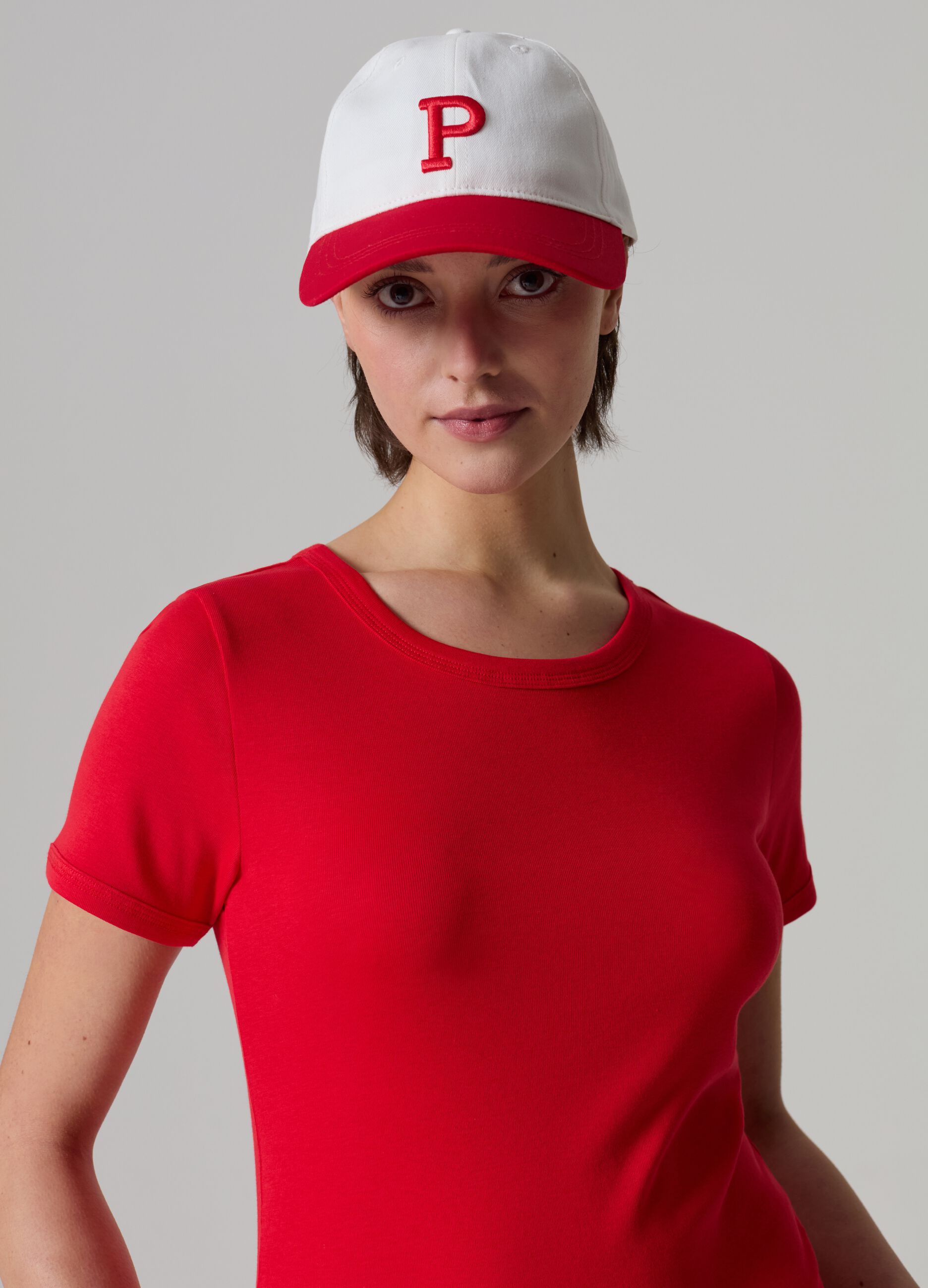 Camiseta cuello redondo de algodón elástico_1