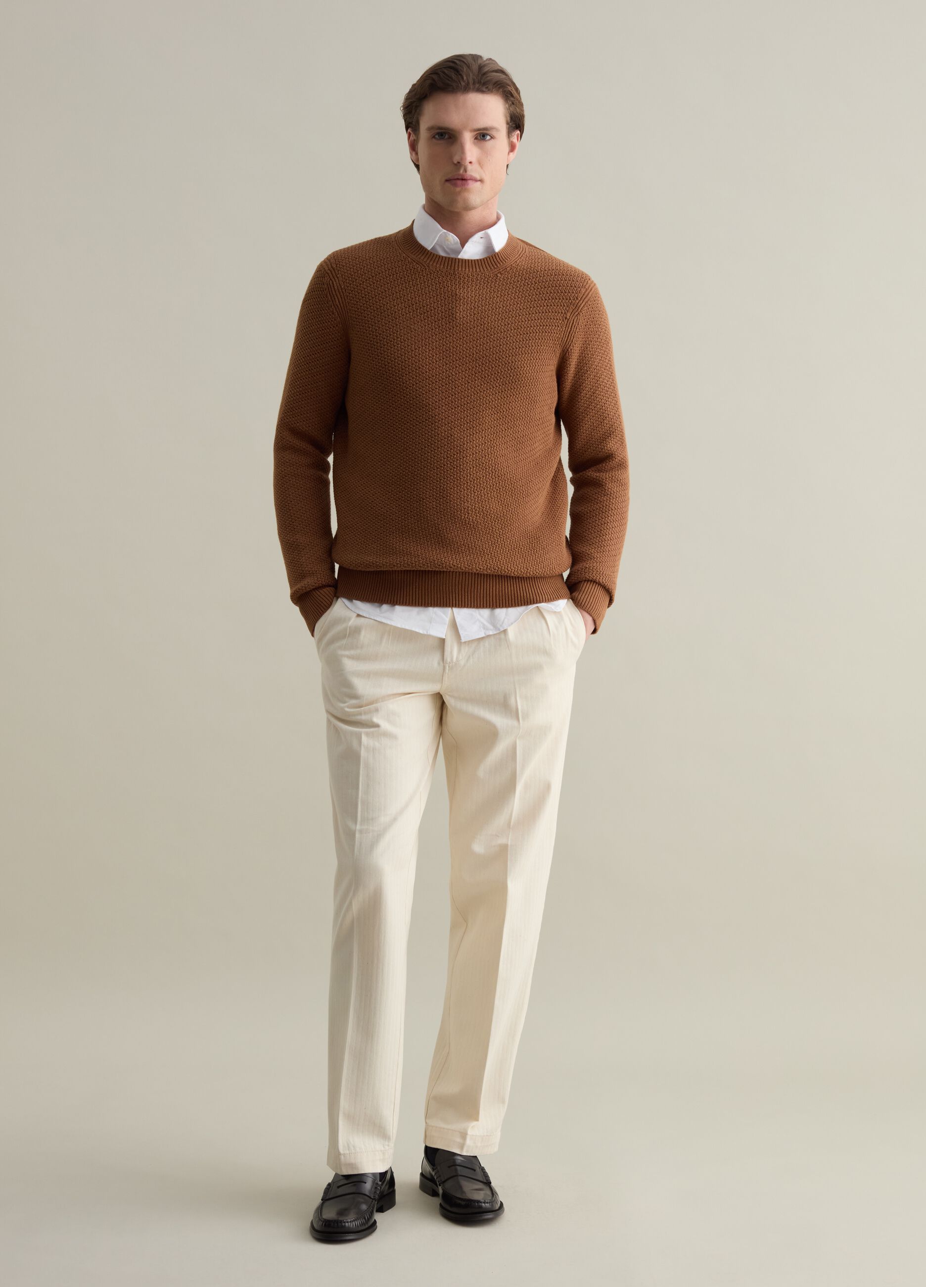 Cotton pullover with weave