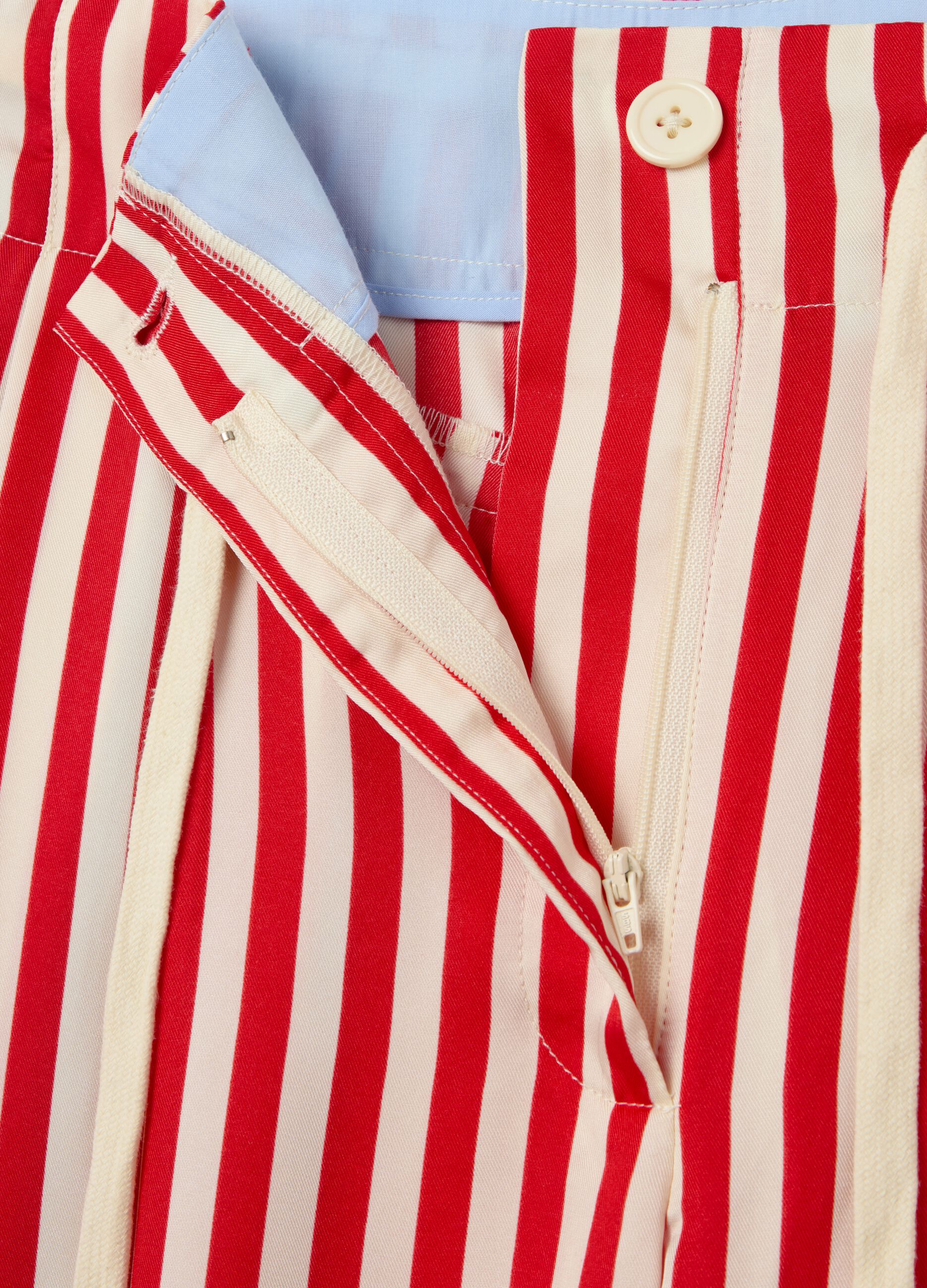 Wide-leg striped trousers with drawstring