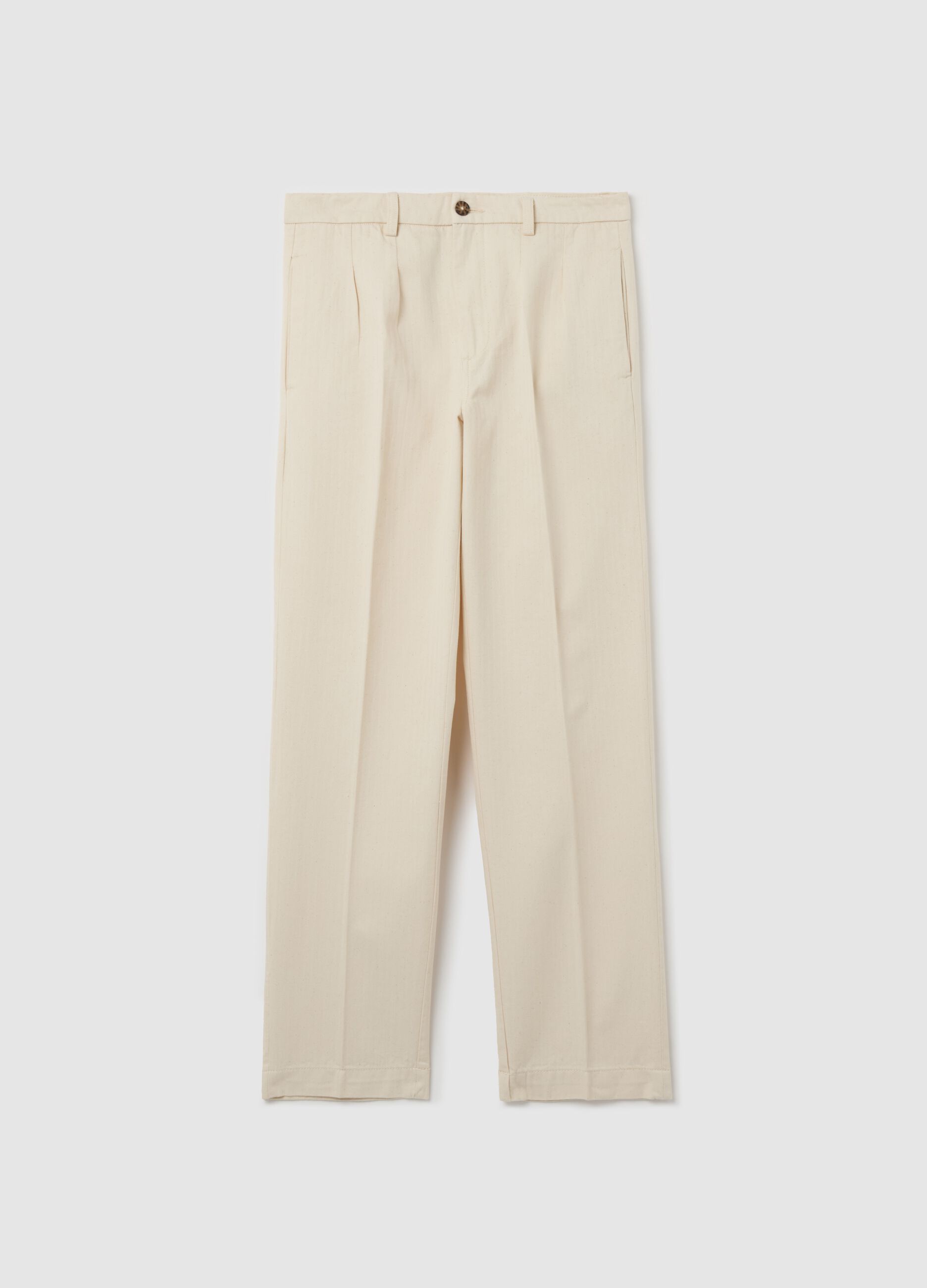 Pinstriped chino trousers with darts_4