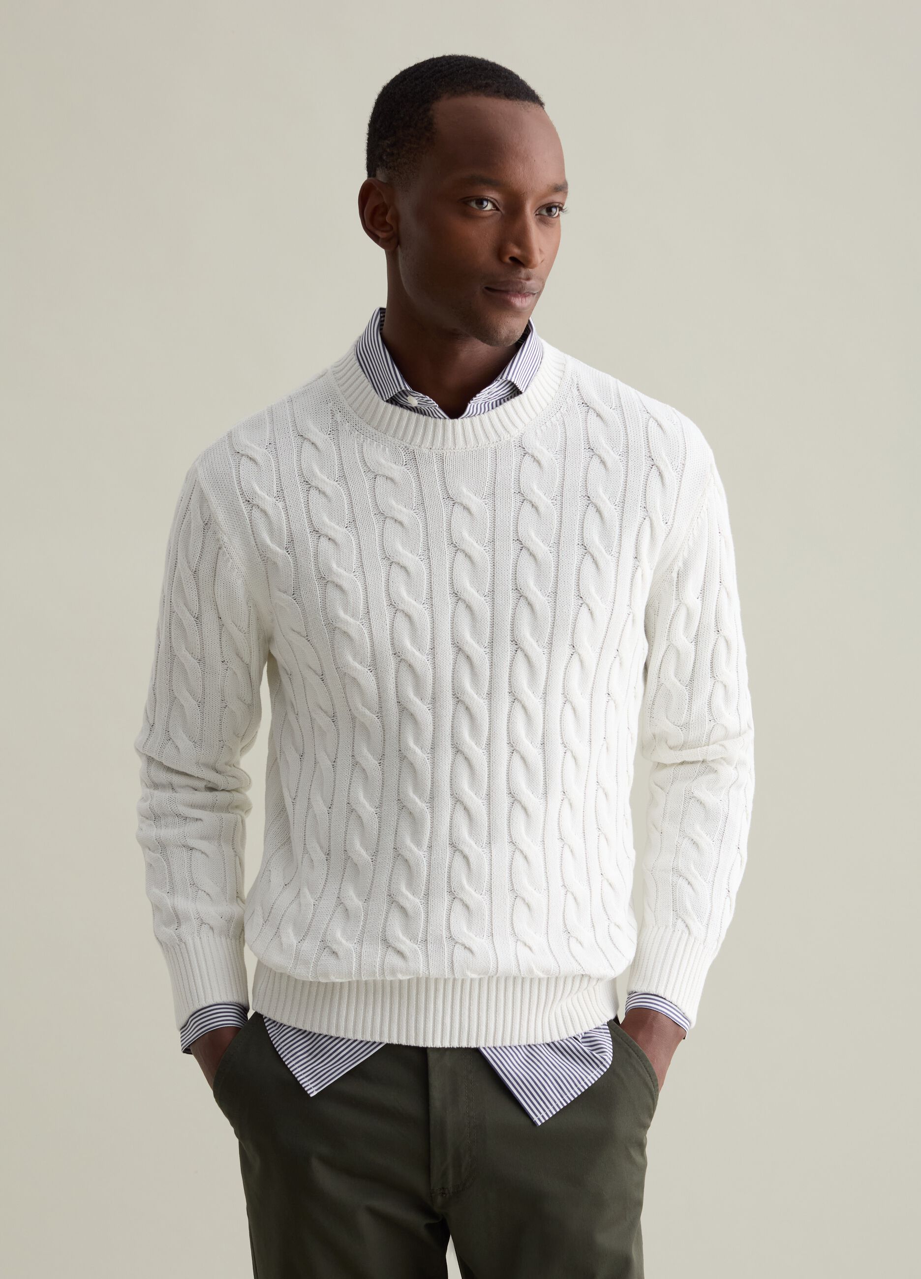 Pullover with cable-knit design