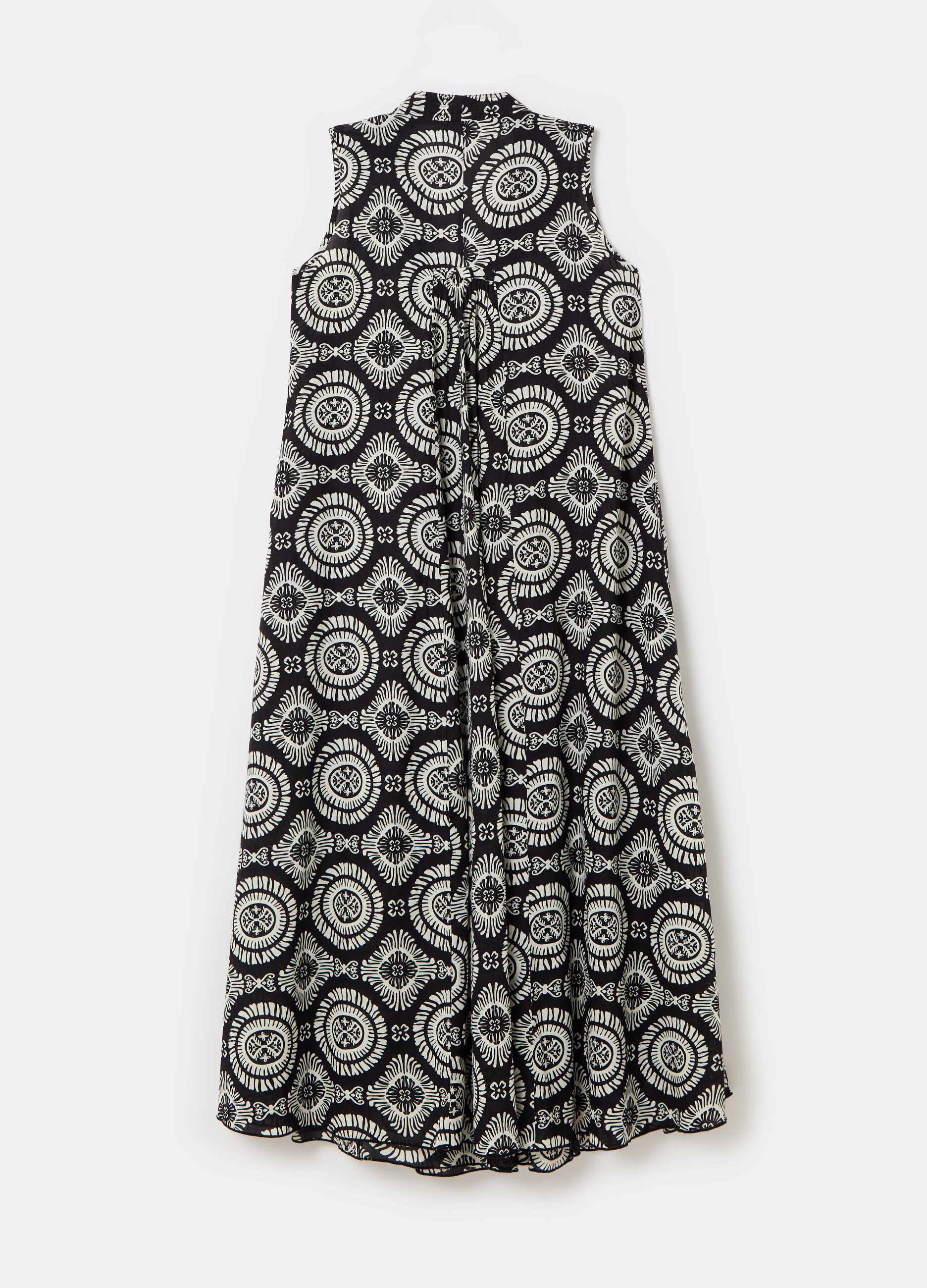 Vestido midi estampado con escote de pico_4