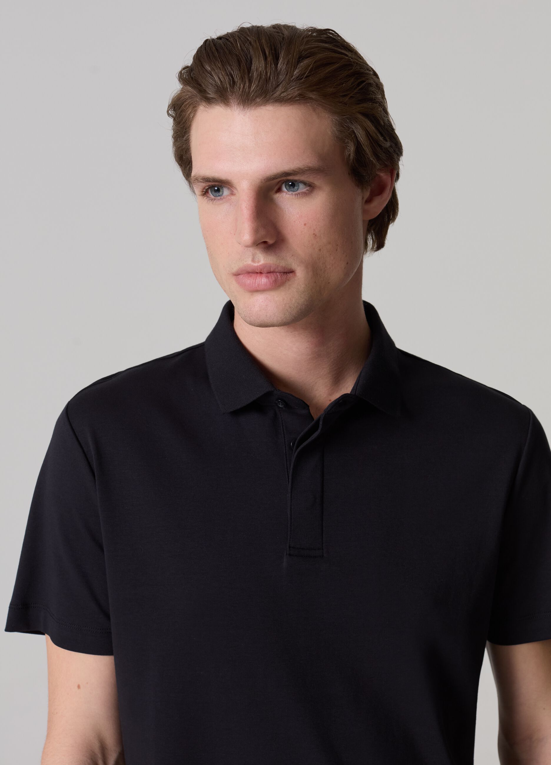 Contemporary polo shirt in mercerised cotton