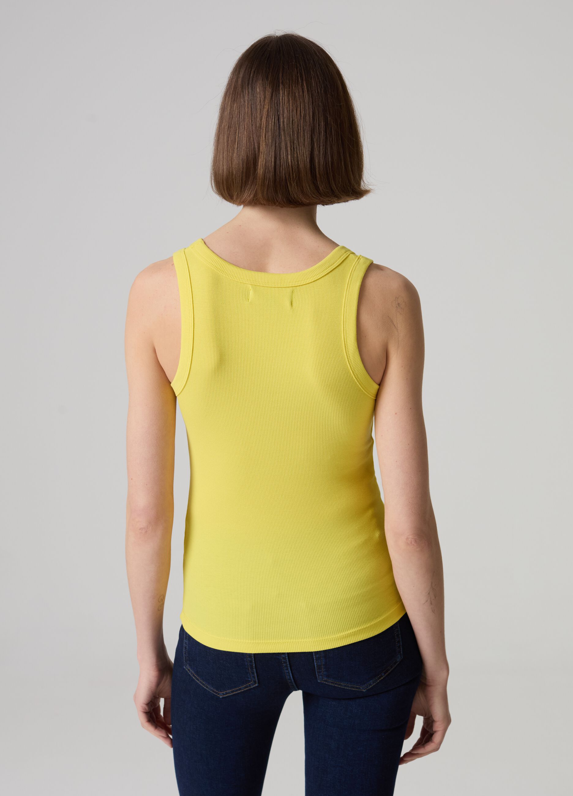 Tank top in ribbed stretch cotton_0