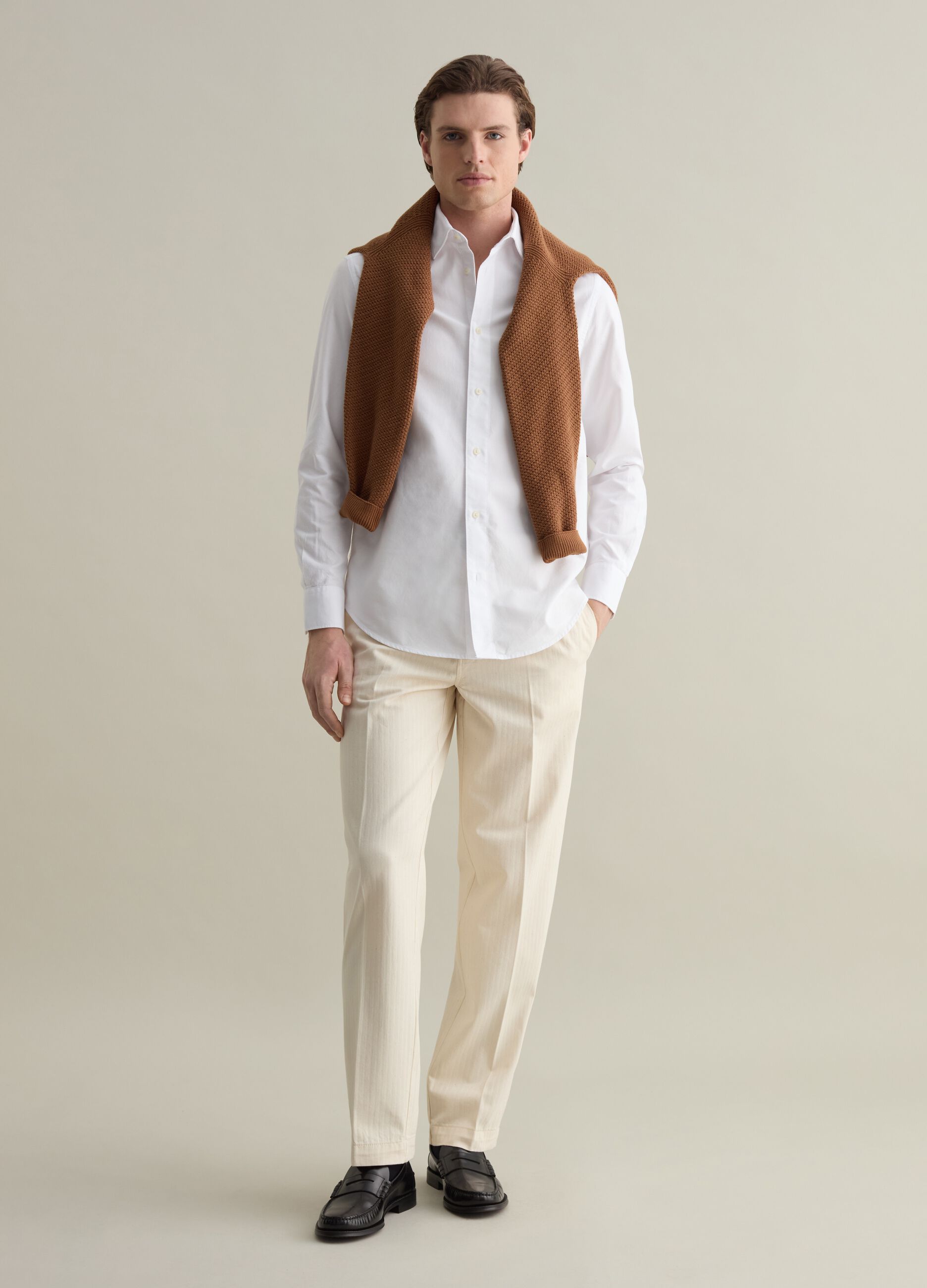 Shirt in solid colour Oxford cotton