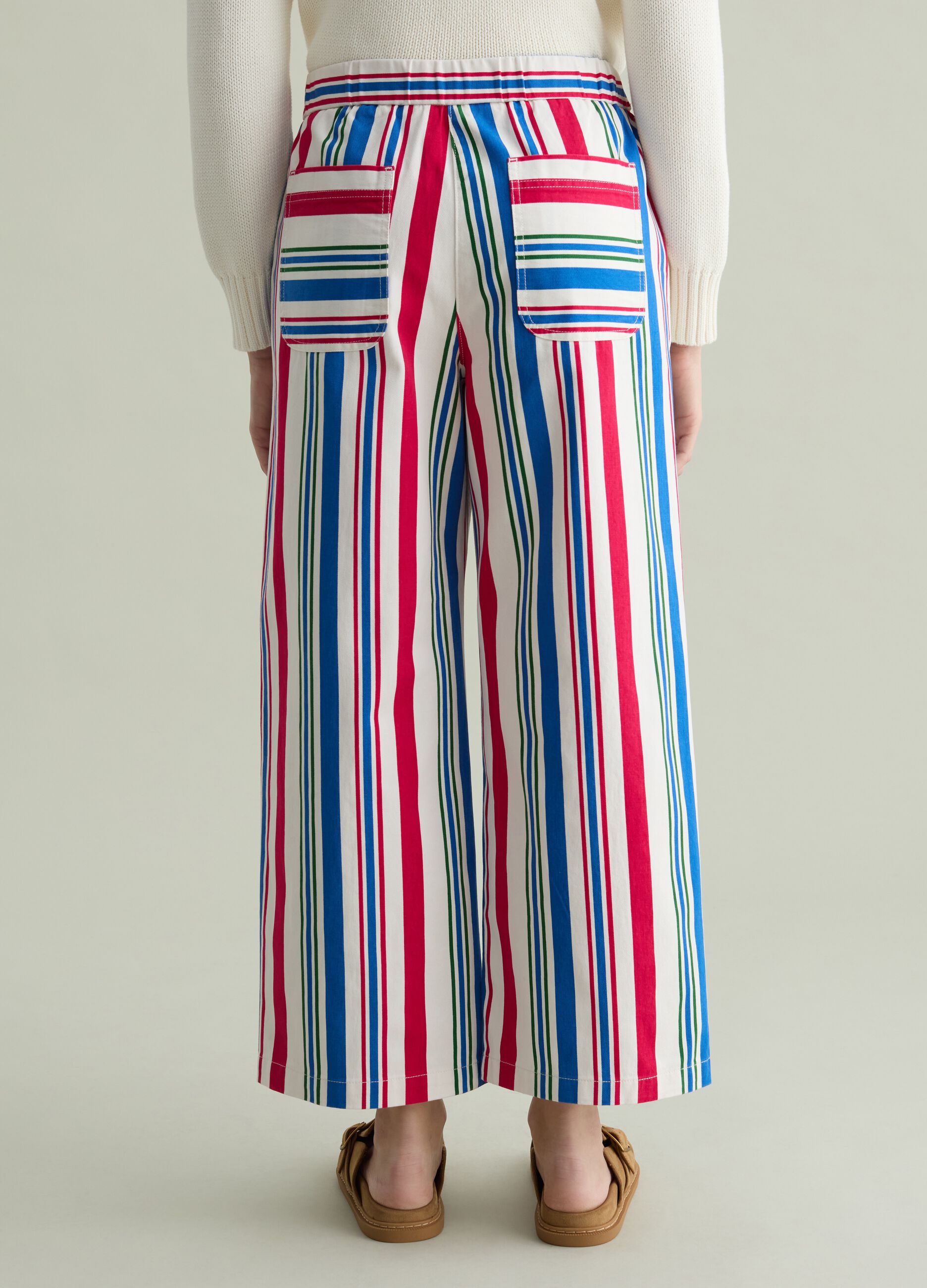 Wide-leg trousers with multicoloured stripes