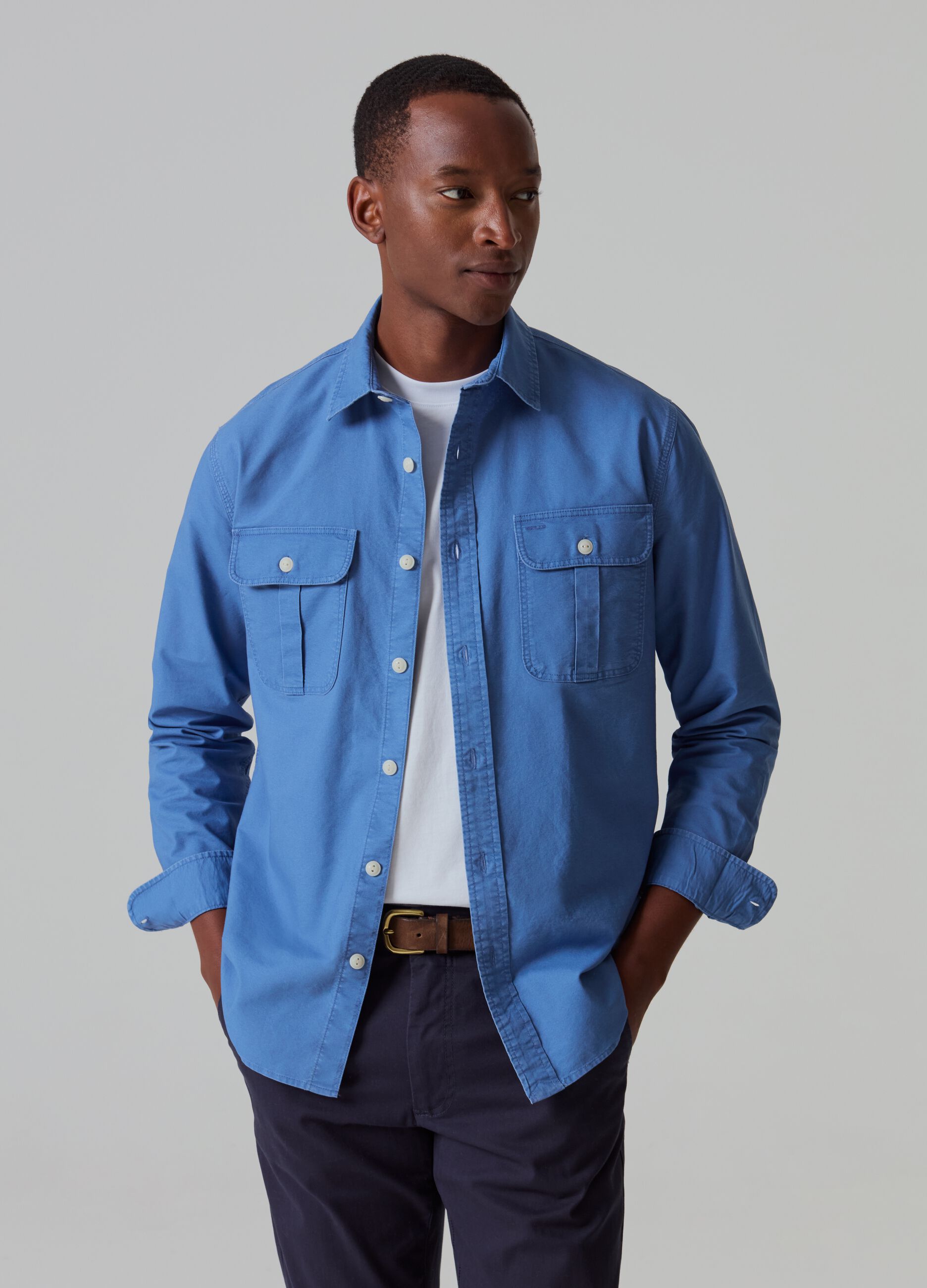 Oxford cotton shirt with pockets_0