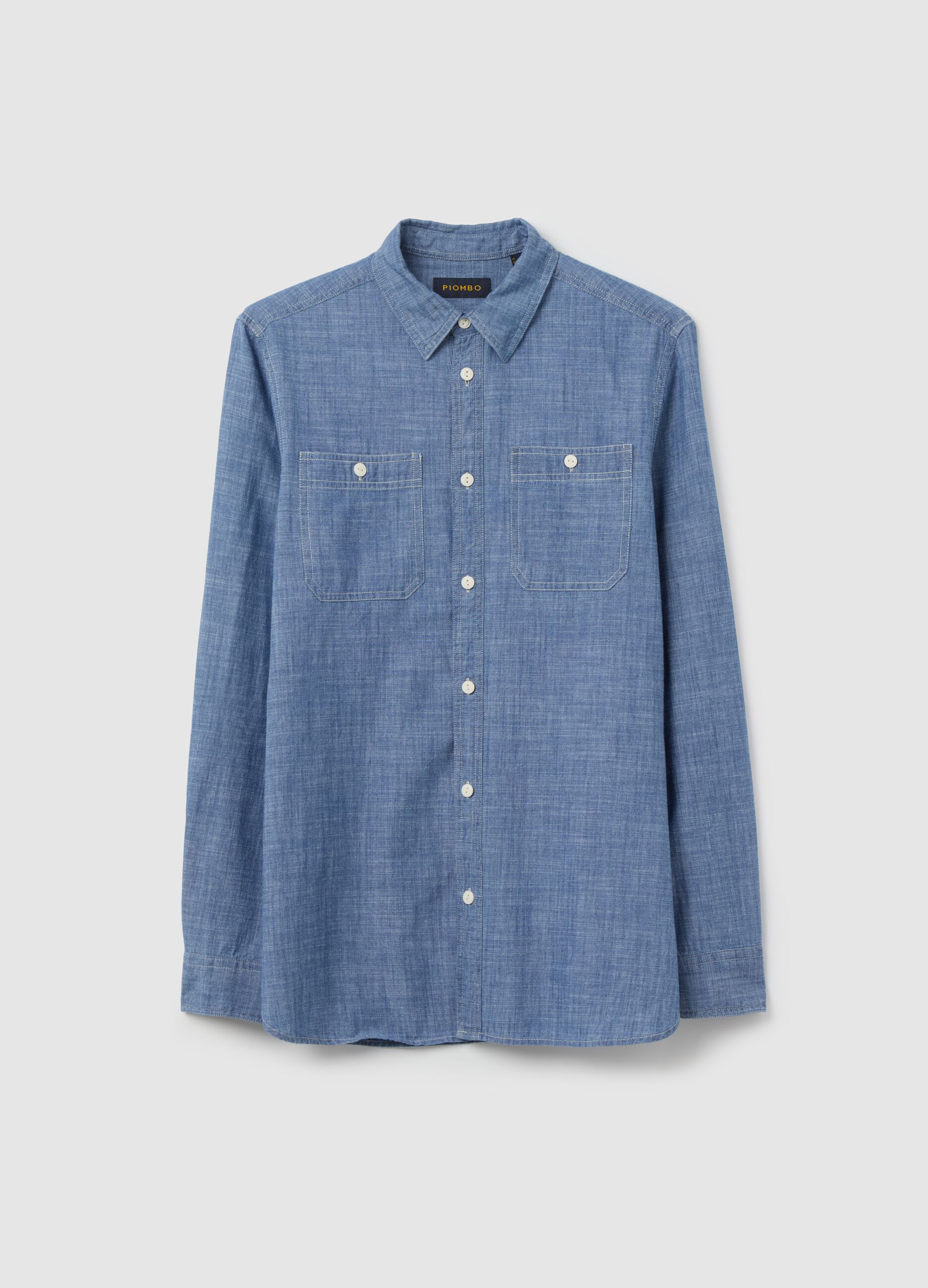 Iridescent cotton shirt with pockets