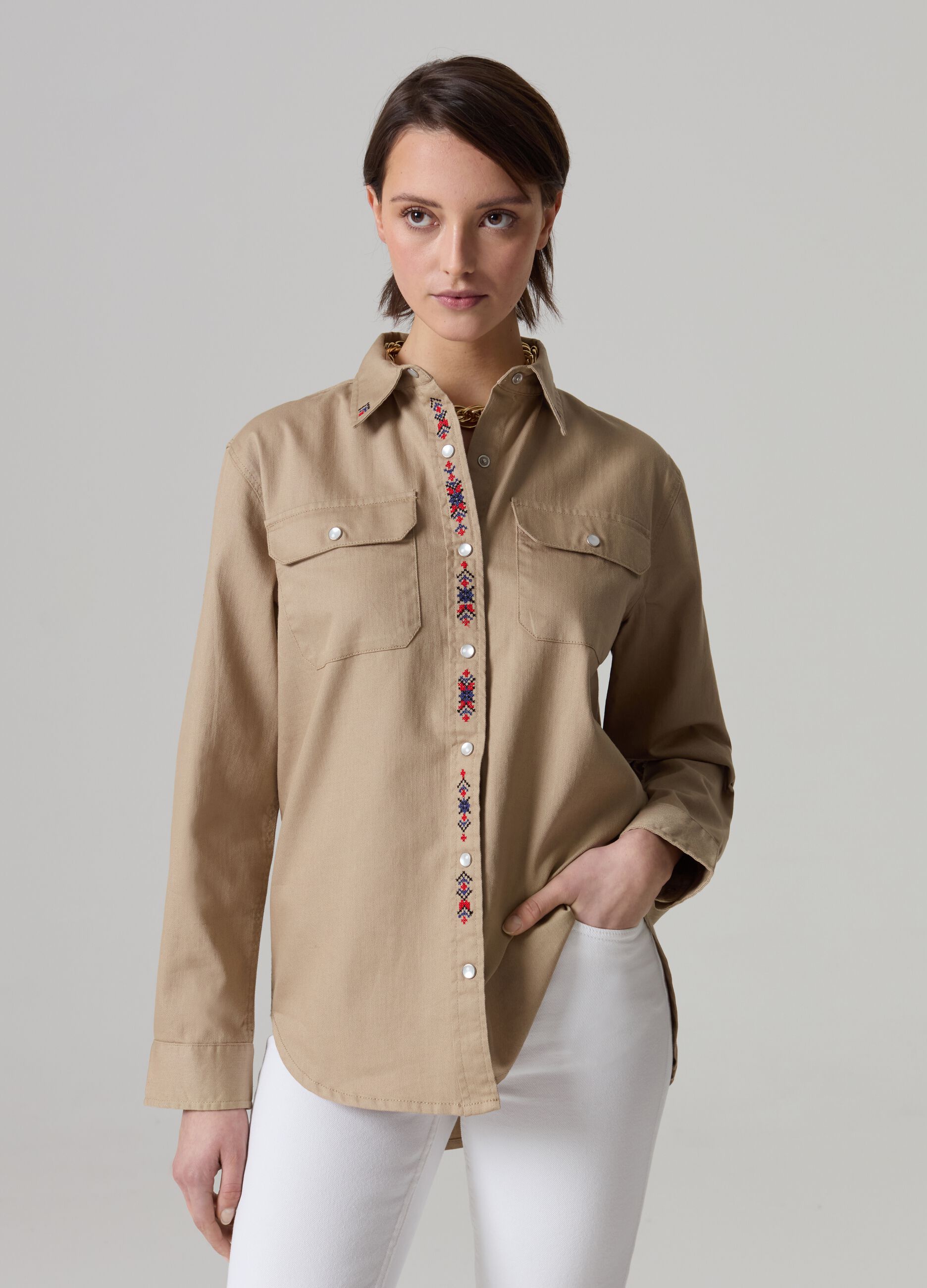 Shirt with embroidered details