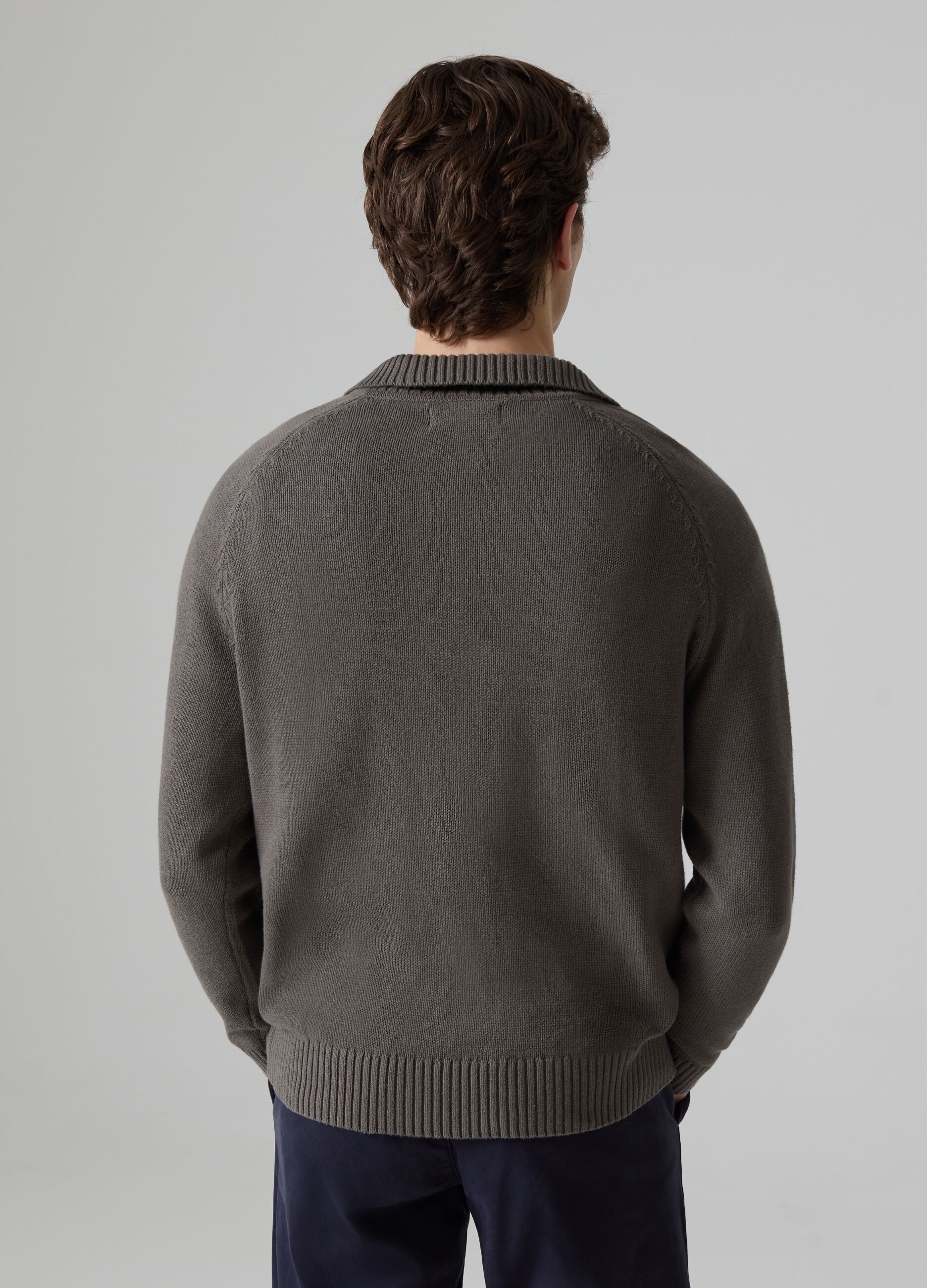Cotton pullover with polo neck_2