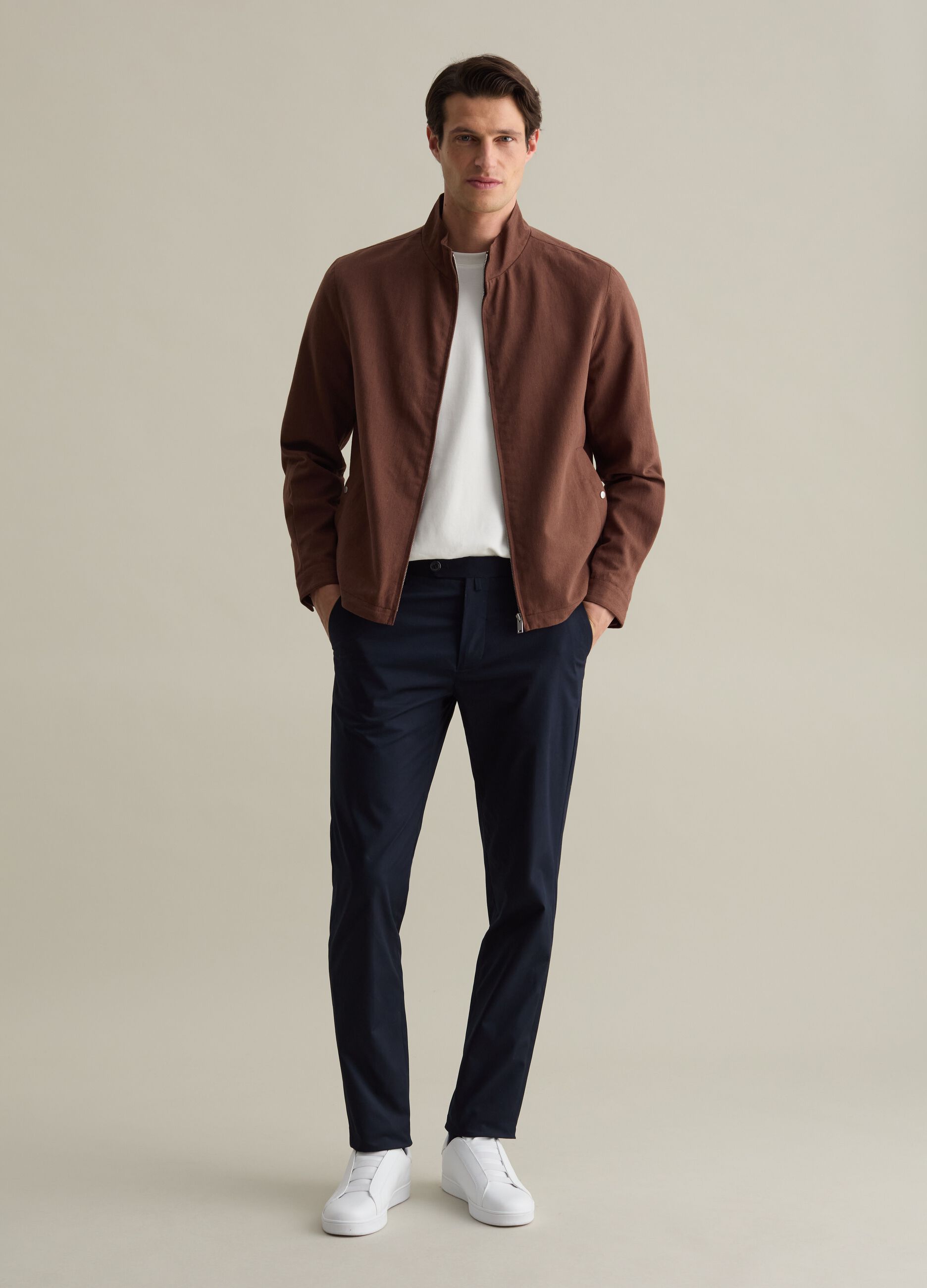 Stretch cotton chino trousers