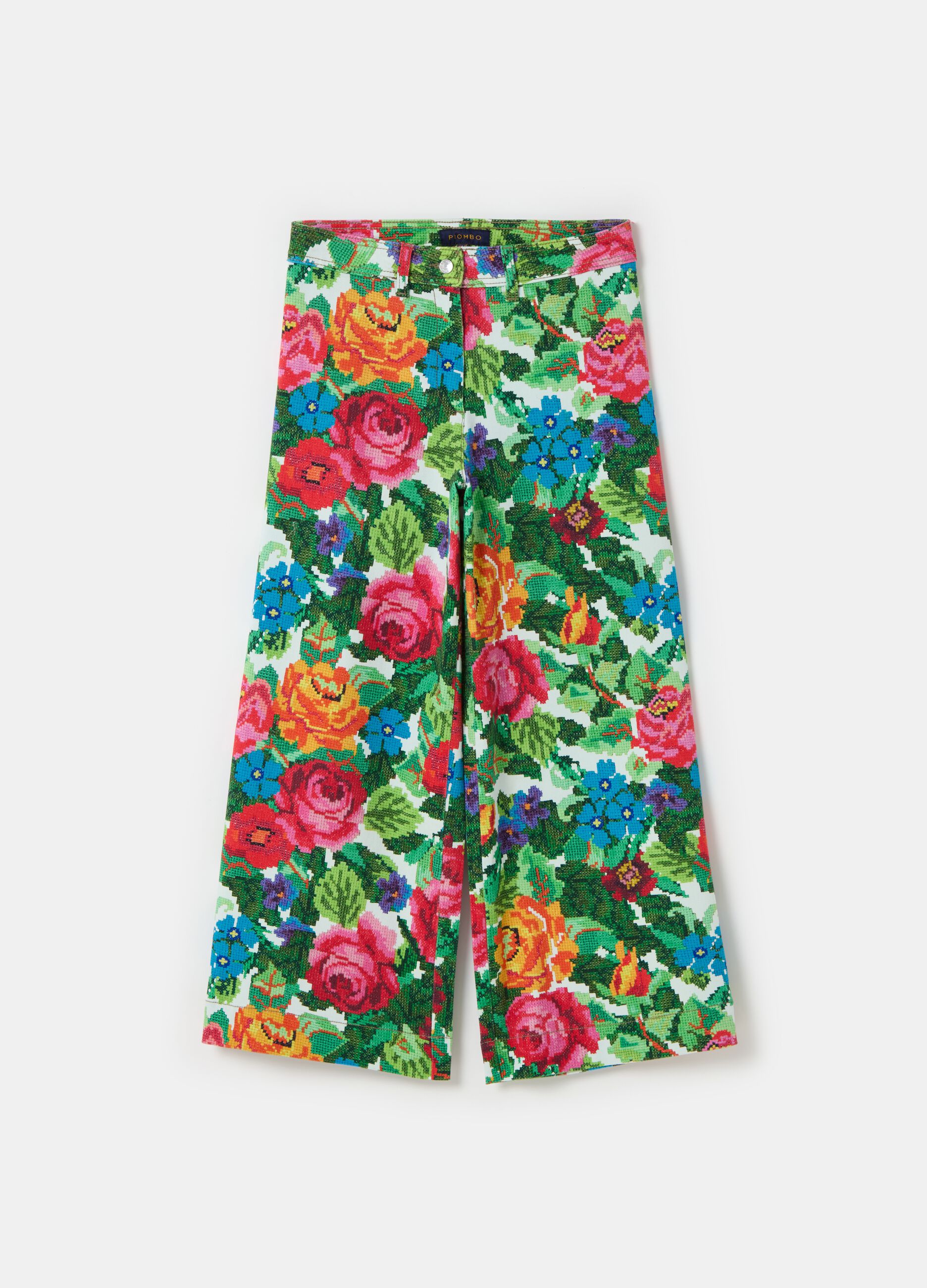 Pantalón wide leg floral efecto bordado_2