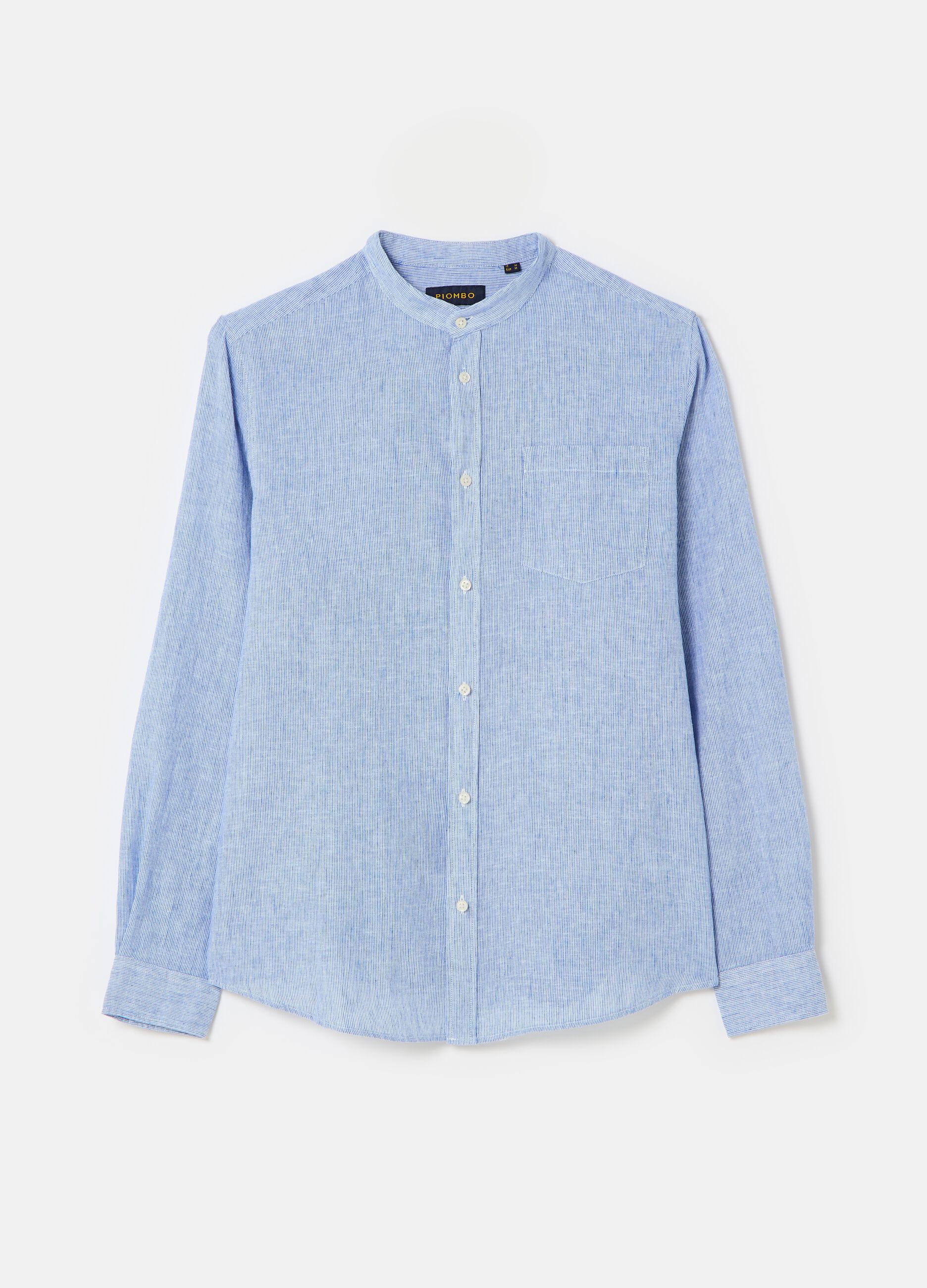 Iridescent-effect cotton and linen shirt_3