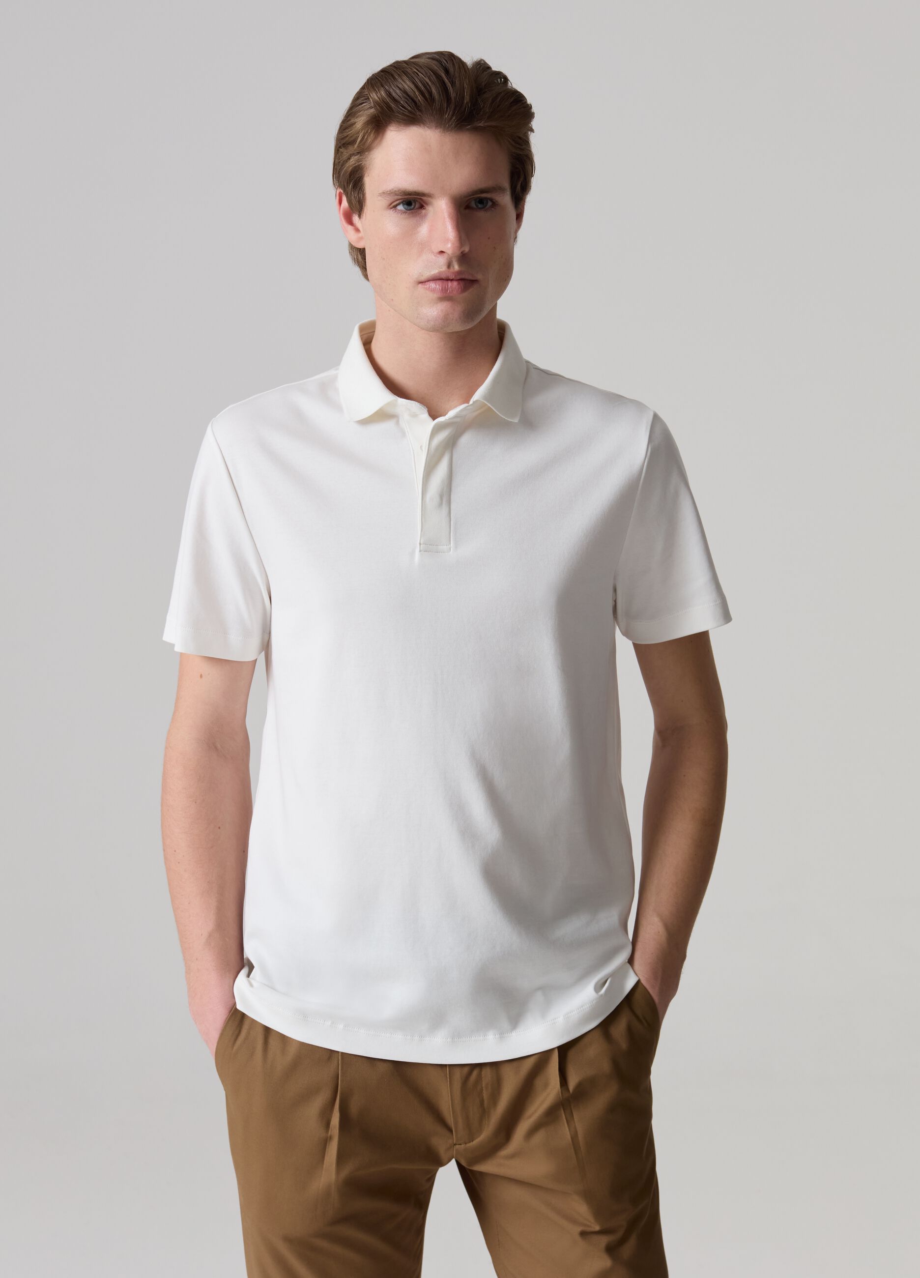 Contemporary polo shirt in mercerised cotton_0