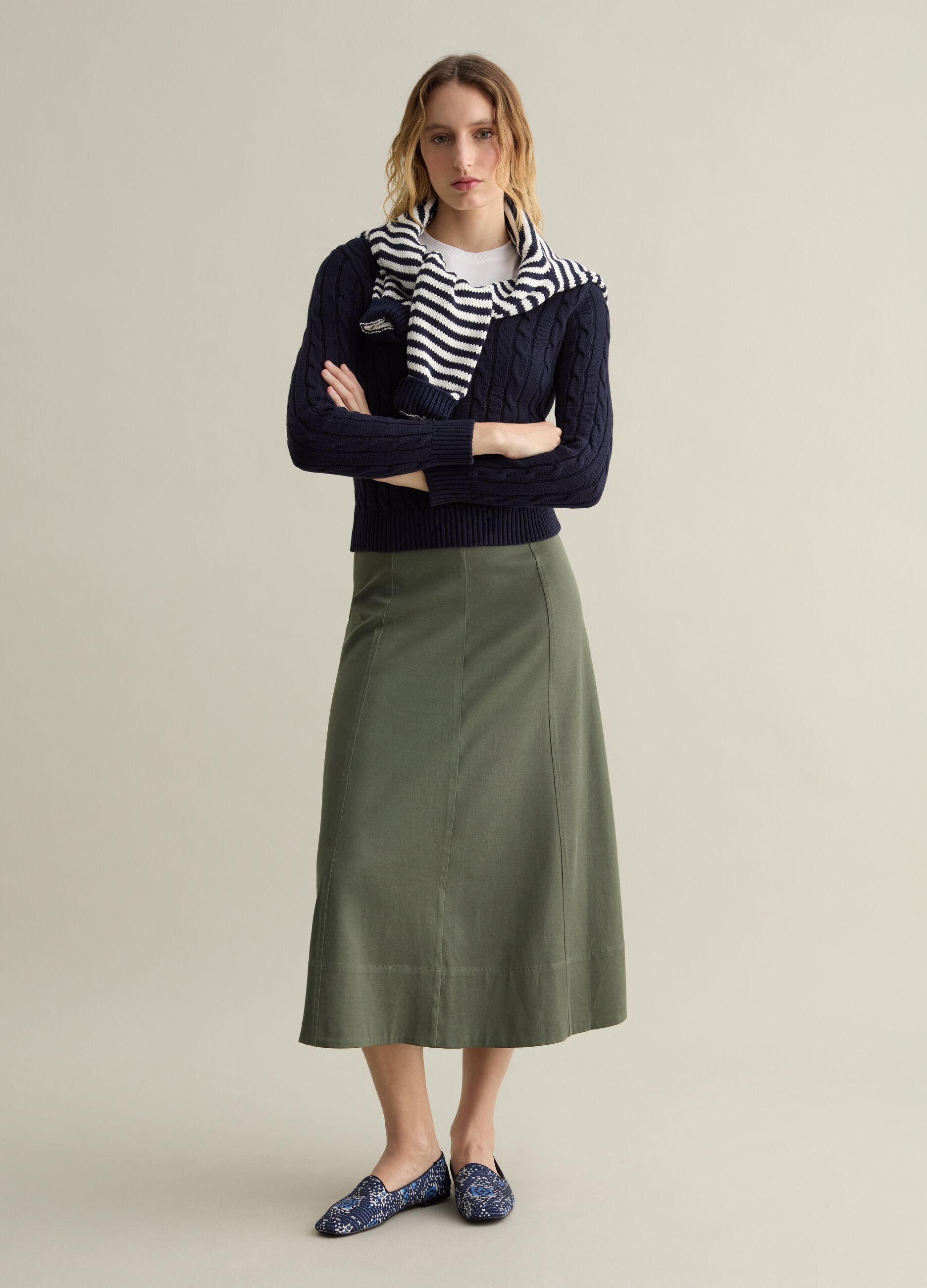 Cable-knit pullover with V neck_0