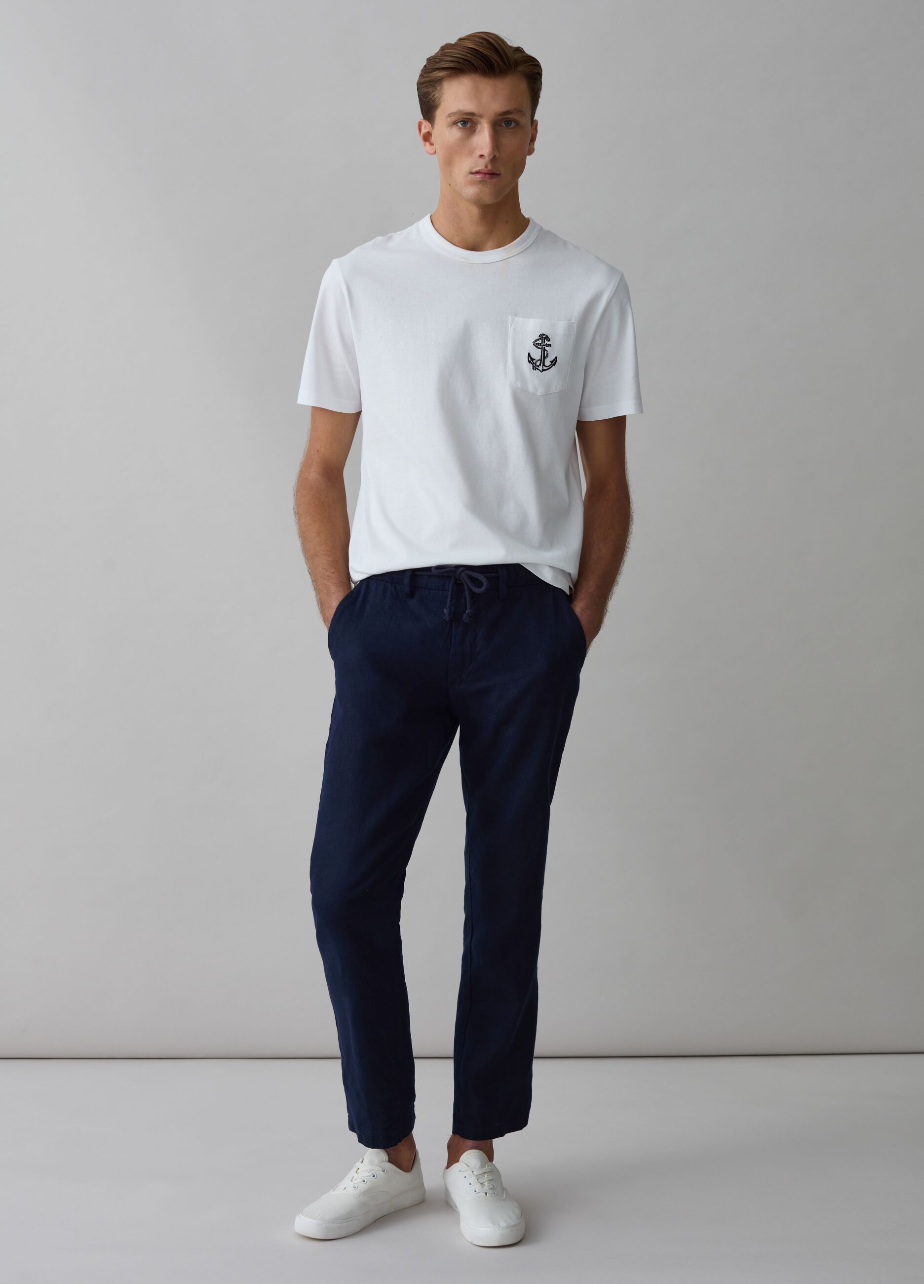 T-shirt with pocket and anchor embroidery_1